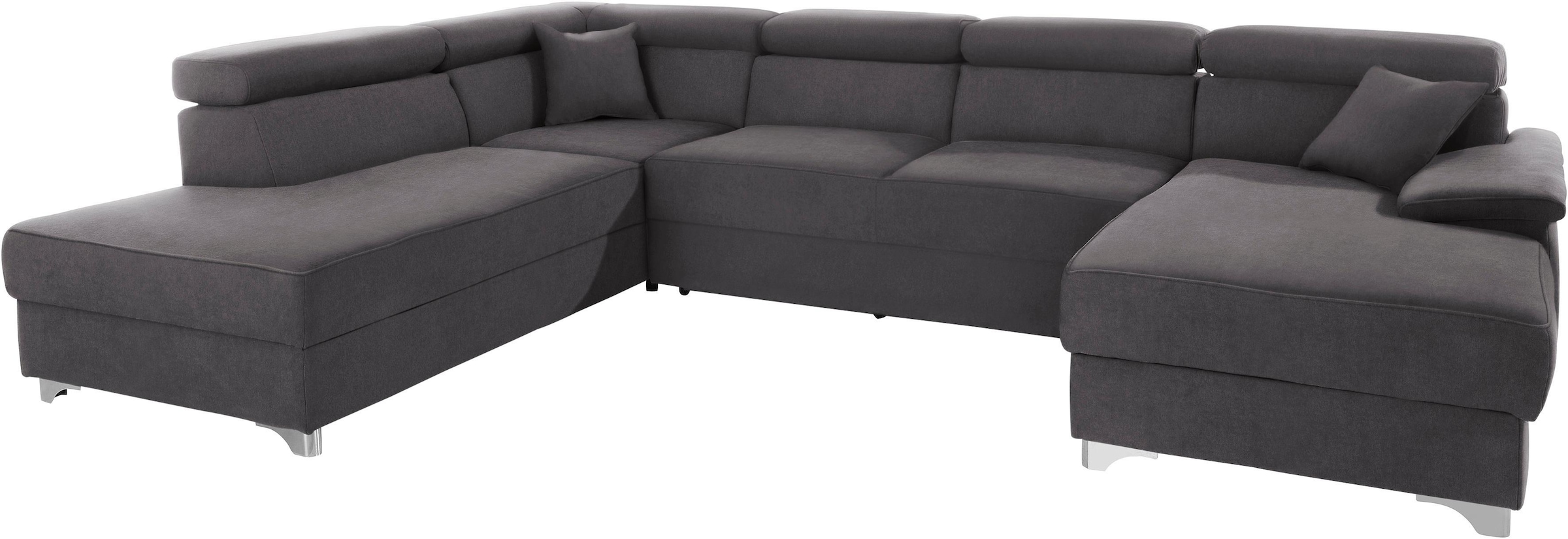 DOMO collection Wohnlandschaft »Mira, inklusive Kopfteilverstellung für mehr Wohlfühlkomfort, U-Form«, wahlweise mit Bettfunktion und Bettkasten, elegant und modern