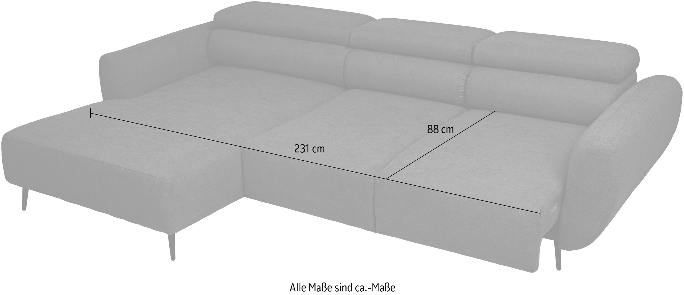 WERK2 Ecksofa »Alisson, mit elektrischer Sitztiefenverstellung, L-Form, Breite 277 cm«, Alisson – flexibler Komfort mit modernem Design und smarten Details.