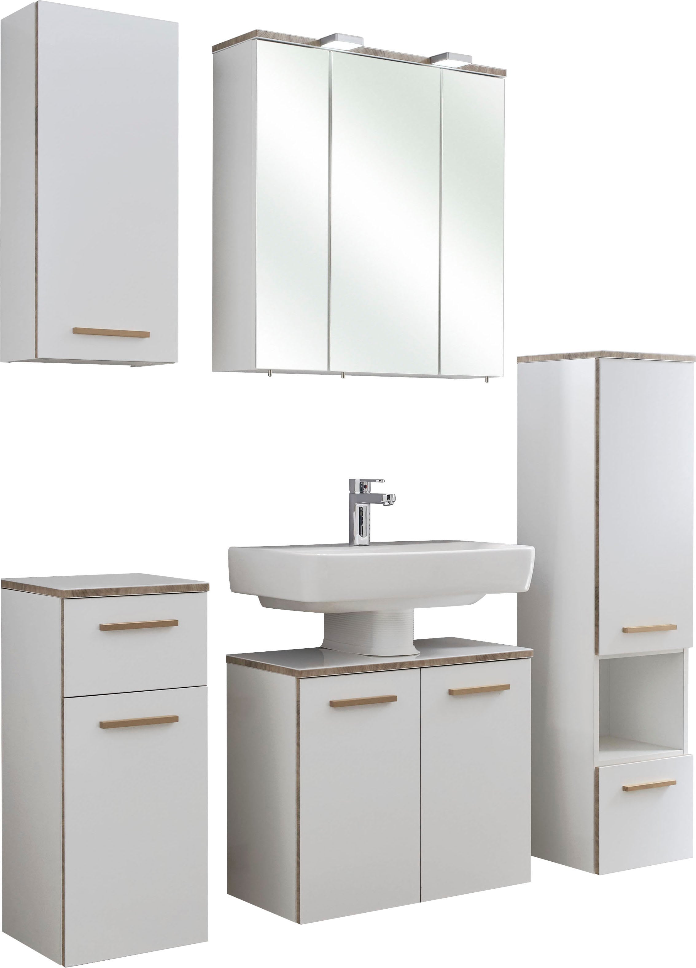 Saphir Badmöbel-Set »Quickset 931 5-teilig, Waschbeckenunterschrank mit LED günstig online kaufen