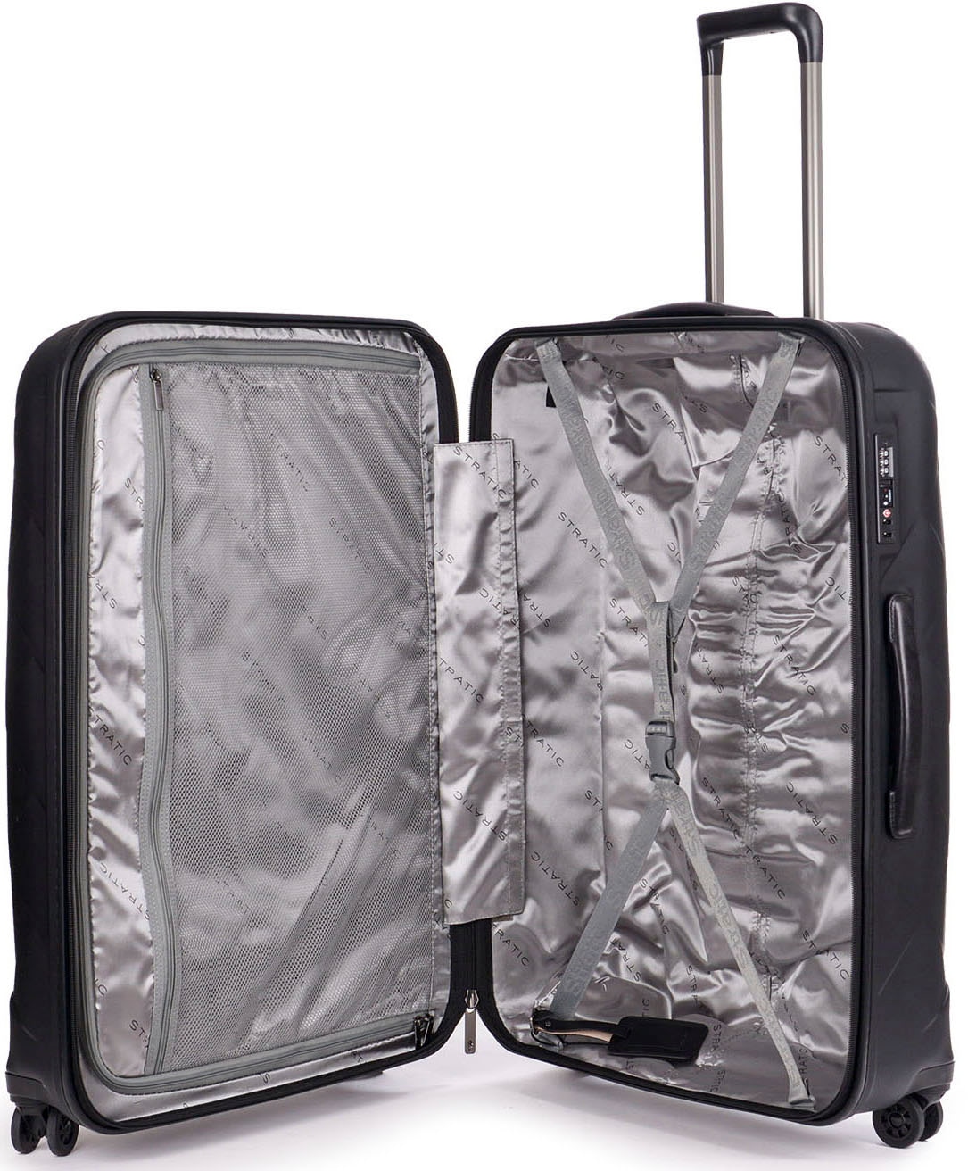Stratic Hartschalen-Trolley »Leather&More L, matt black«, 4 Rollen, Reisekoffer großer Koffer Aufgabegepäck TSA-Zahlenschloss