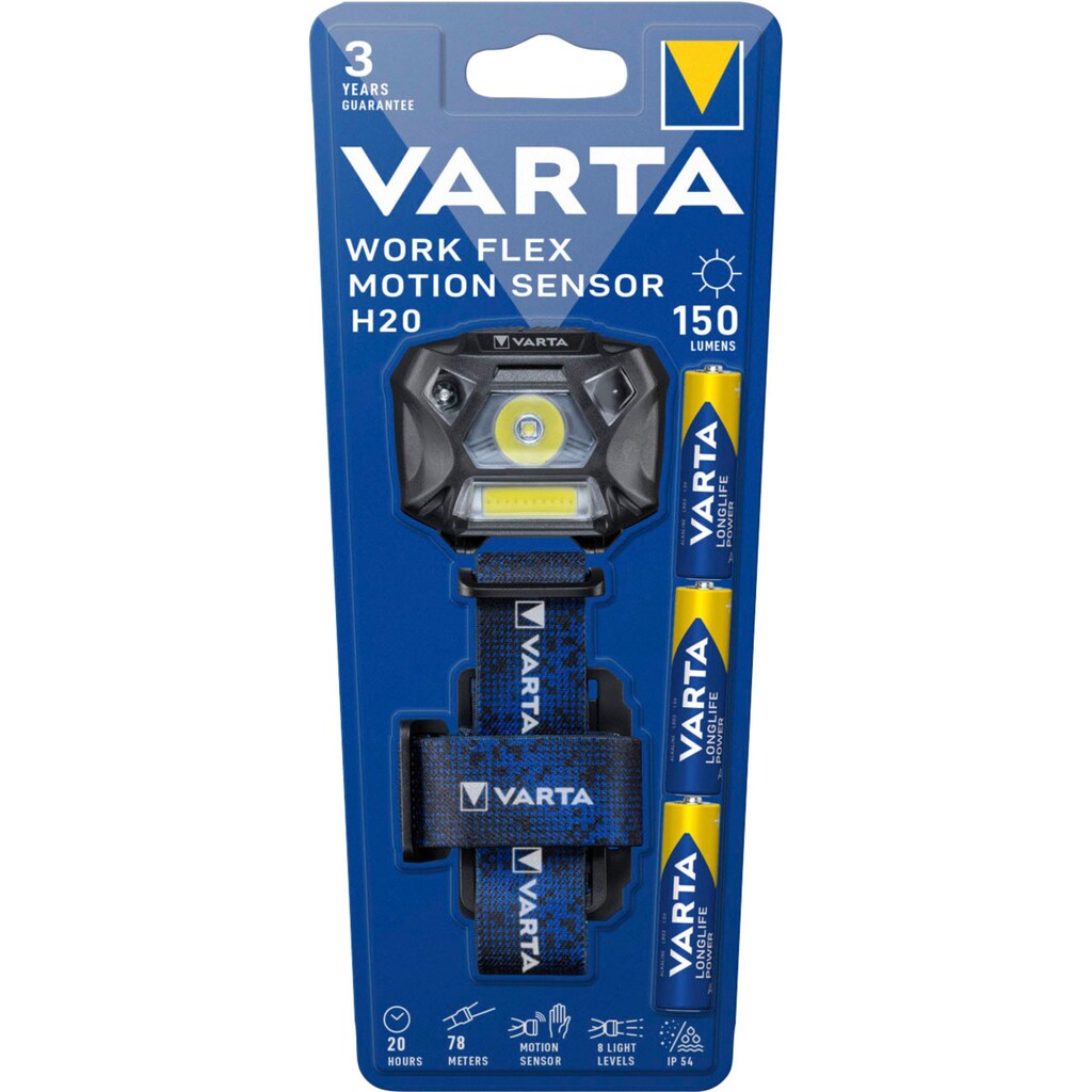 VARTA Stirnlampe »Work Flex Motion Sensor H20«