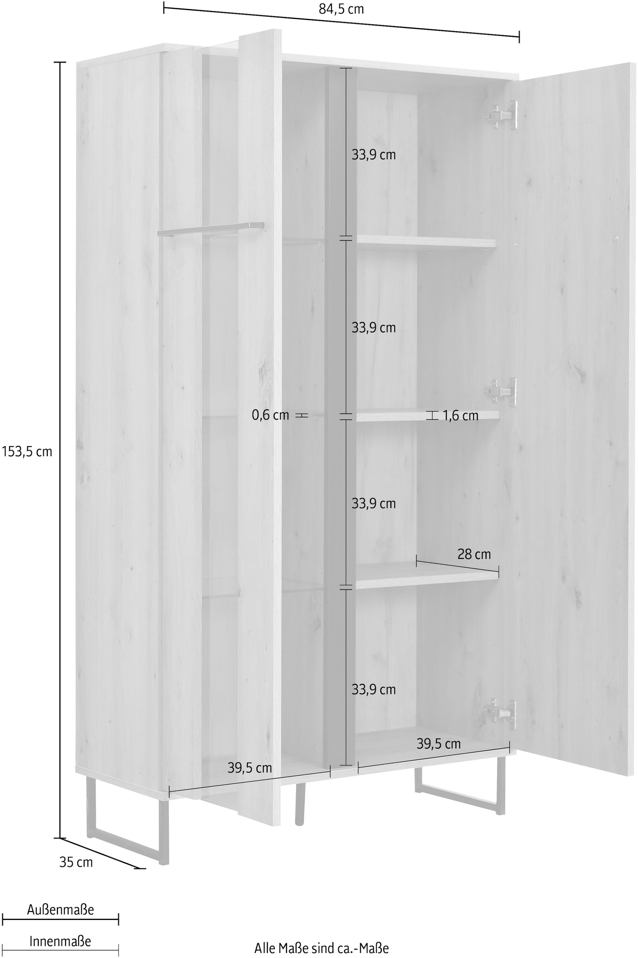 INOSIGN Highboard »Sardinia«, Vitrine, Breite 84 cm