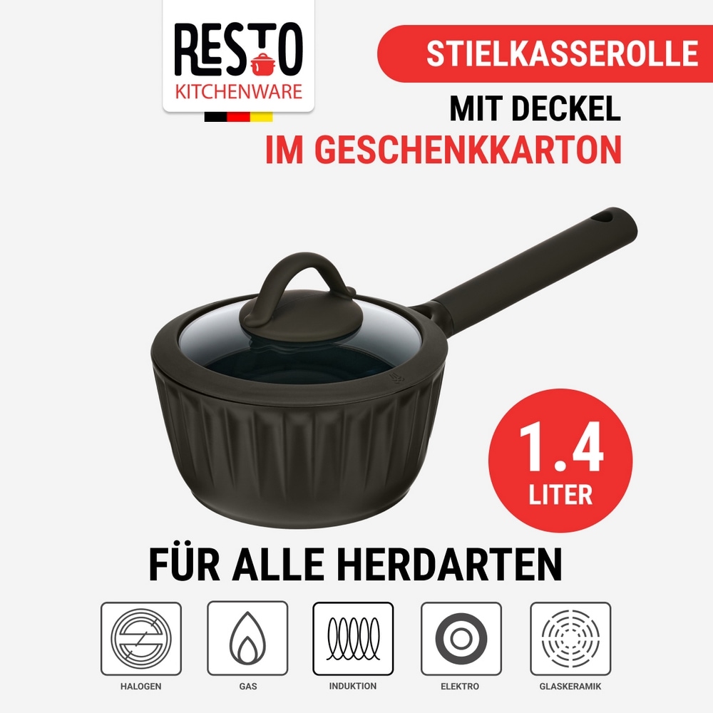 RESTO Kitchenware Kasserolle »Ascella, Schmortopf antihaftbeschichtet und spülmaschinenfest«, Aluminiumguss, (2 tlg.), Geeignet für alle Herdarten, auch Induktion, im Geschenkkarton