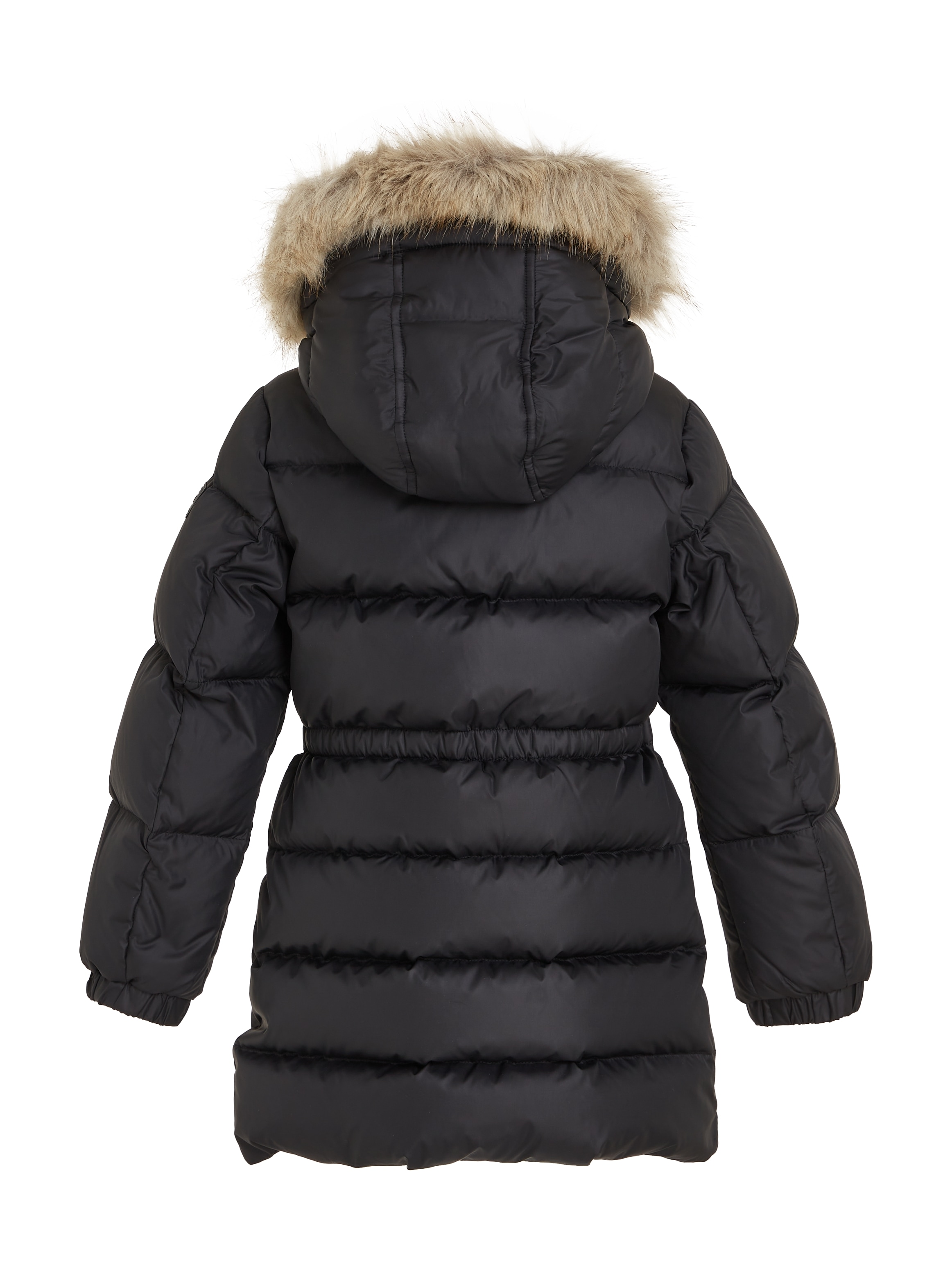 Tommy Hilfiger Steppjacke »LONG WAISTED DOWN JACKET«, mit Kapuze, mit Fellimitat