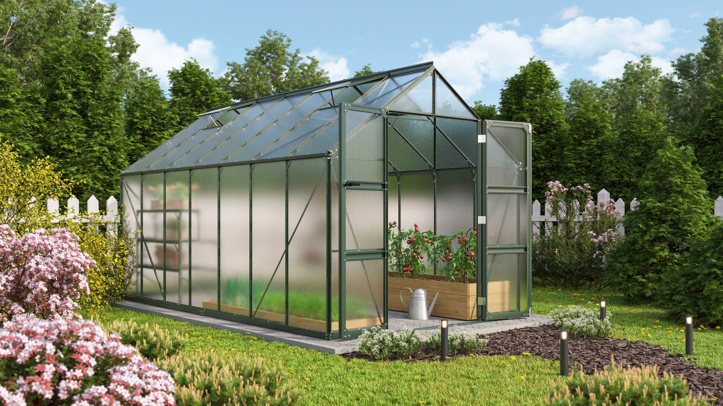 Vitavia Gewächshaus »Domus 11500«, mit Doppelschwingtüren und bodentiefer Türschwelle, 6 mm Hohlkammer