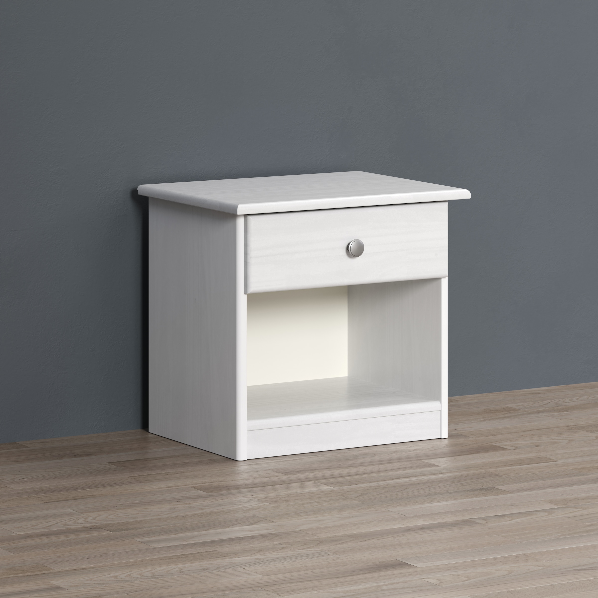 Home affaire Nachtkommode »Delsbo Nachtschrank Schrank Schlafzimmer Beistellschrank«, (1 St., Landhaus Design aus Kiefernholz), Massivholz Nachttisch Weiß lackiert - Nachtkonsole (B/T/H) 44/34/41 cm
