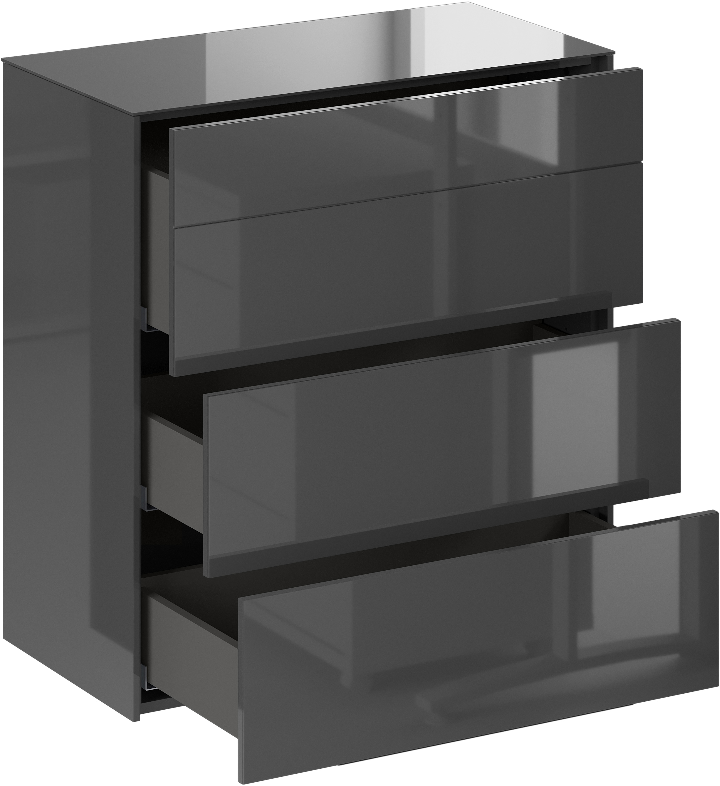 Mäusbacher Kommode Kommode BHT 82/89/42 cm, Push to open, Front+Oberplatte=Glas