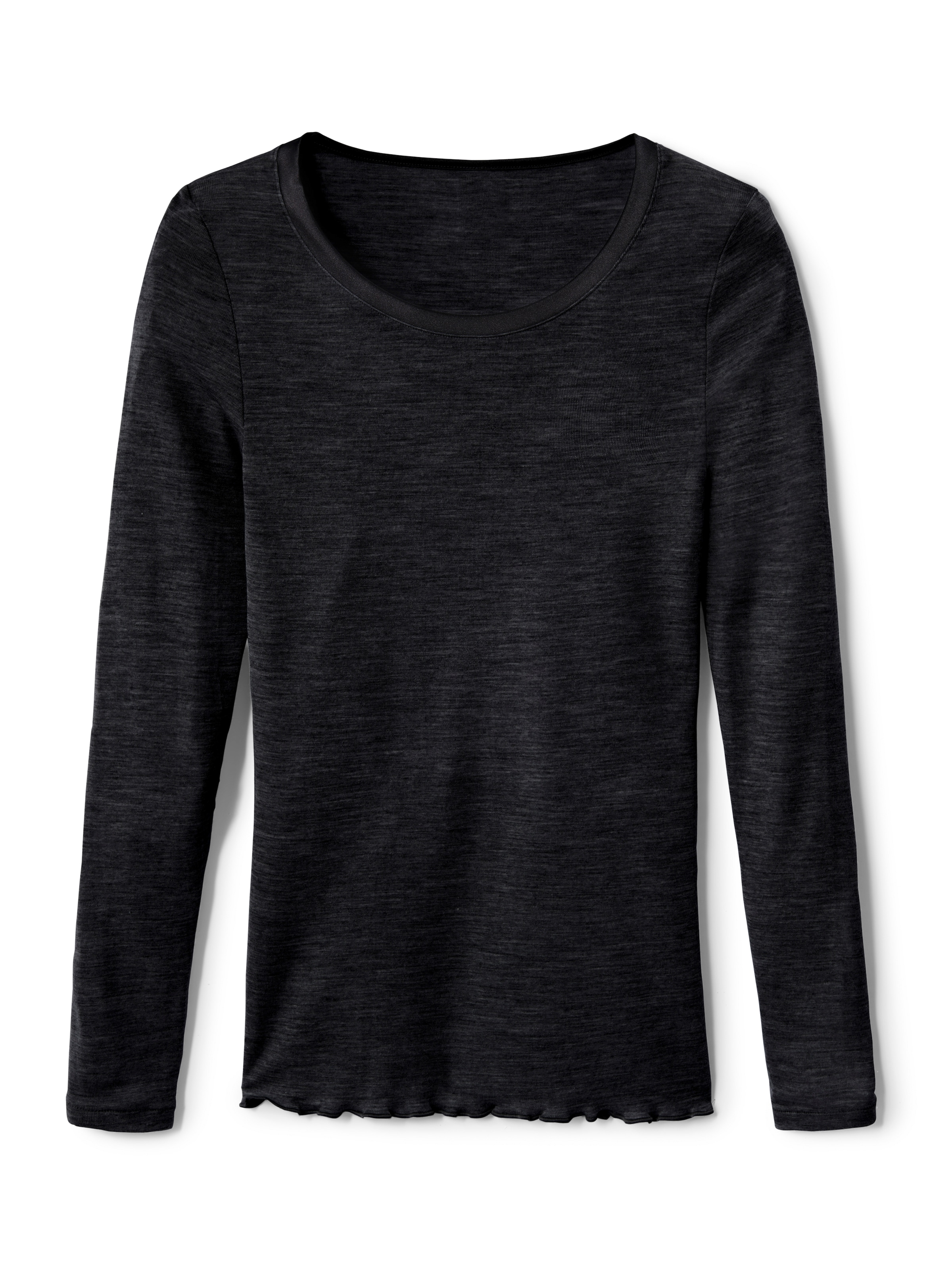 CALIDA Langarmshirt »True Confidence« Rundhals, Feinripp, atmungsaktiv, Wellensaum