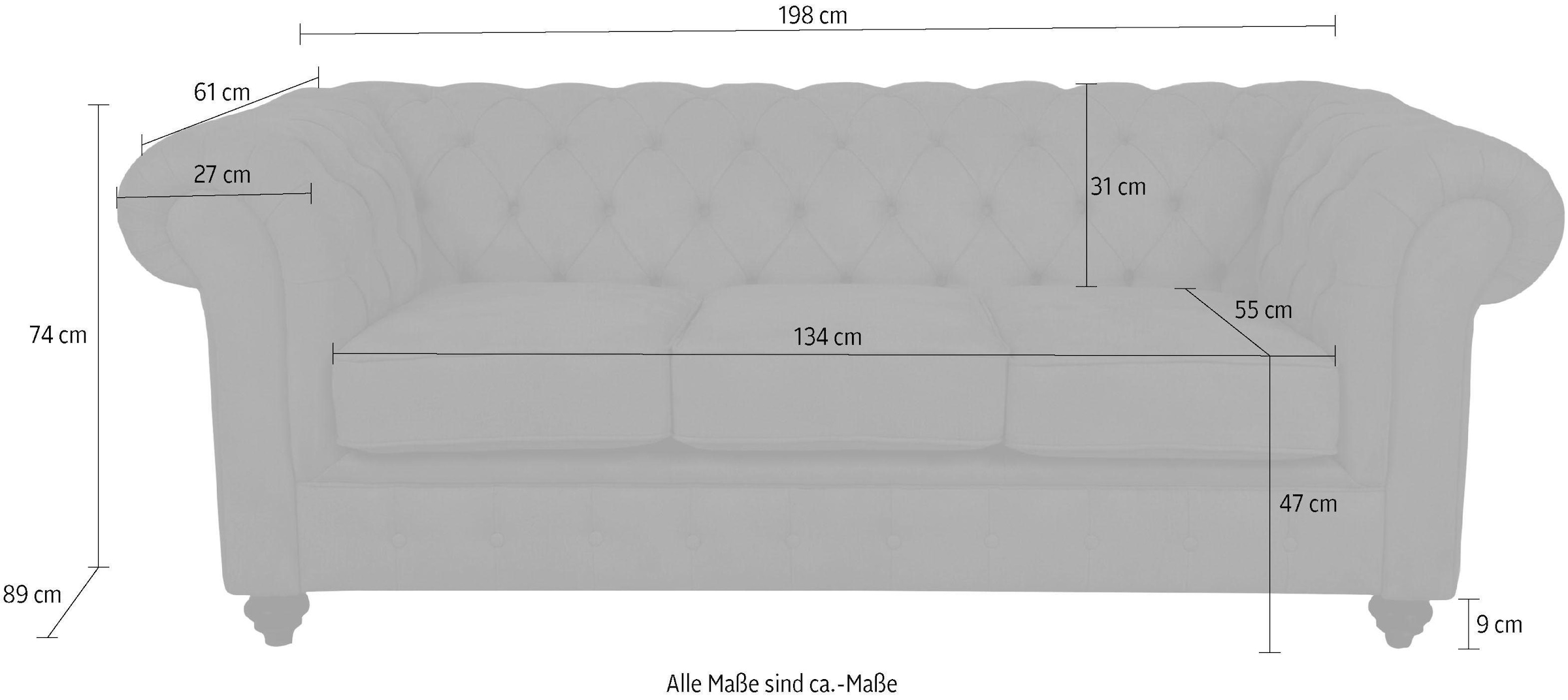 Home affaire Chesterfield-Sofa »Duc 3-Sitzer« hochwertige Knopfheftung im Rücken, Samtoptik mit changierender Optik