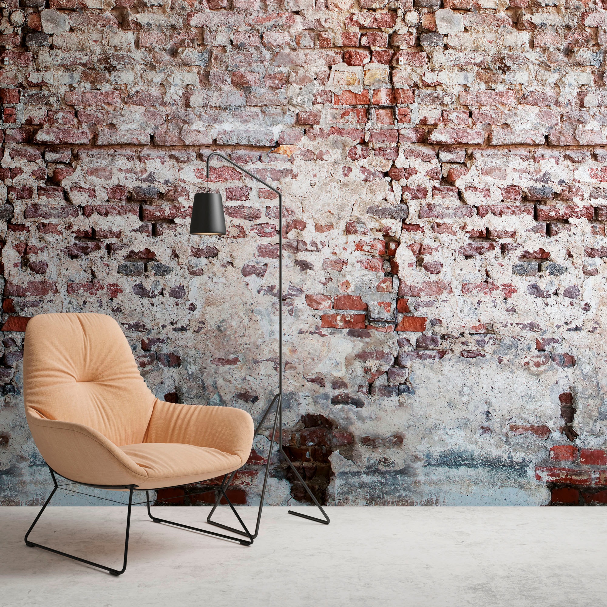 living walls Fototapete »The Wall«, Steinoptik-urban-Motiv, Fototapete Vintage Tapete Steinoptik Tapeten Wohnzimmer Design Optik