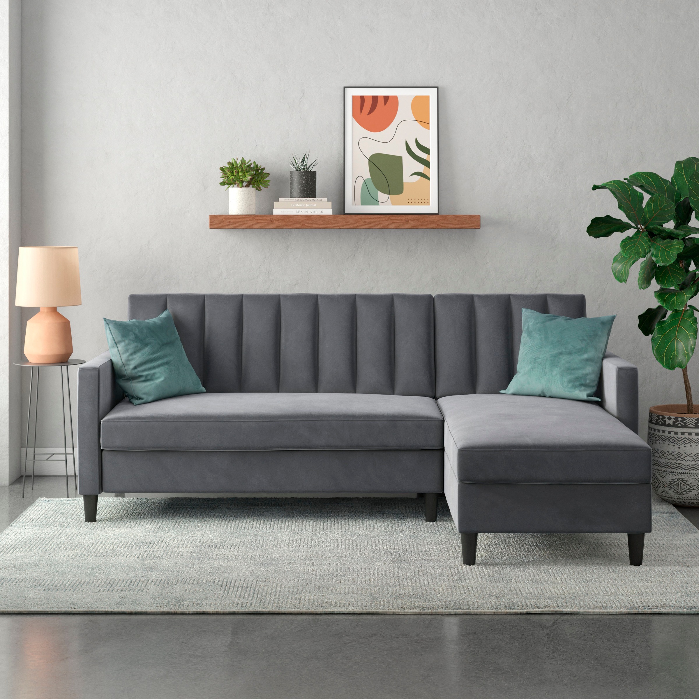 Dorel Home Ecksofa mit Schlafffunktion, Recamiere mit Stauraum beidseitig m günstig online kaufen