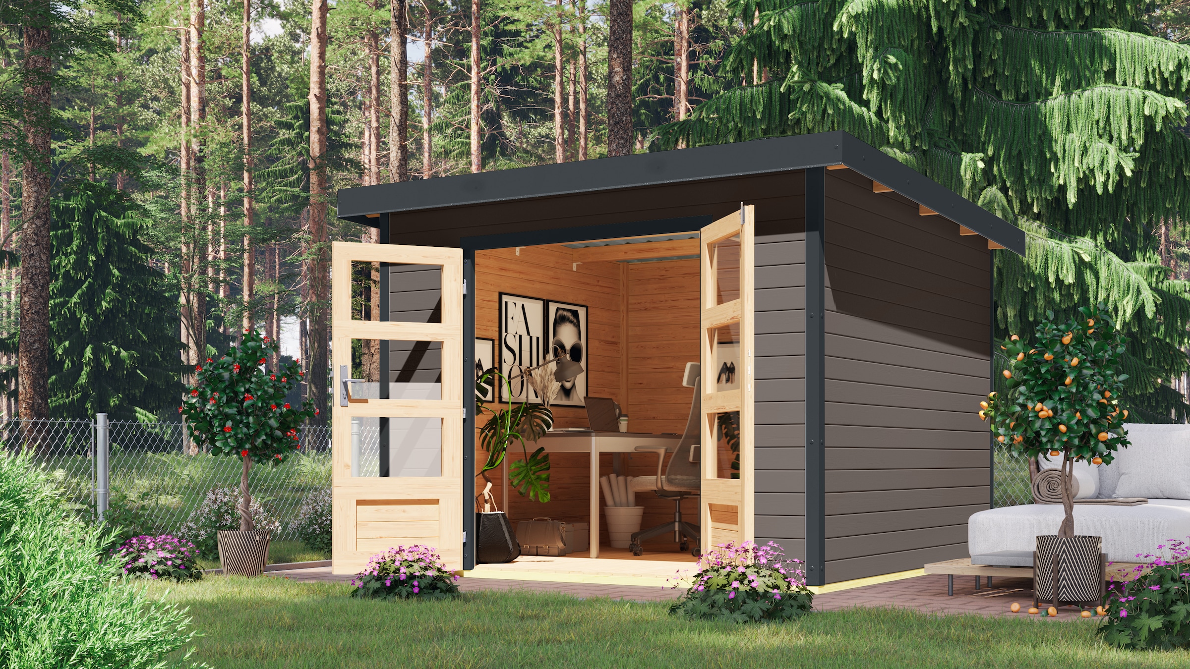 Karibu Gartenhaus »Pluto 6 A«, aus hochwertigen Materialien