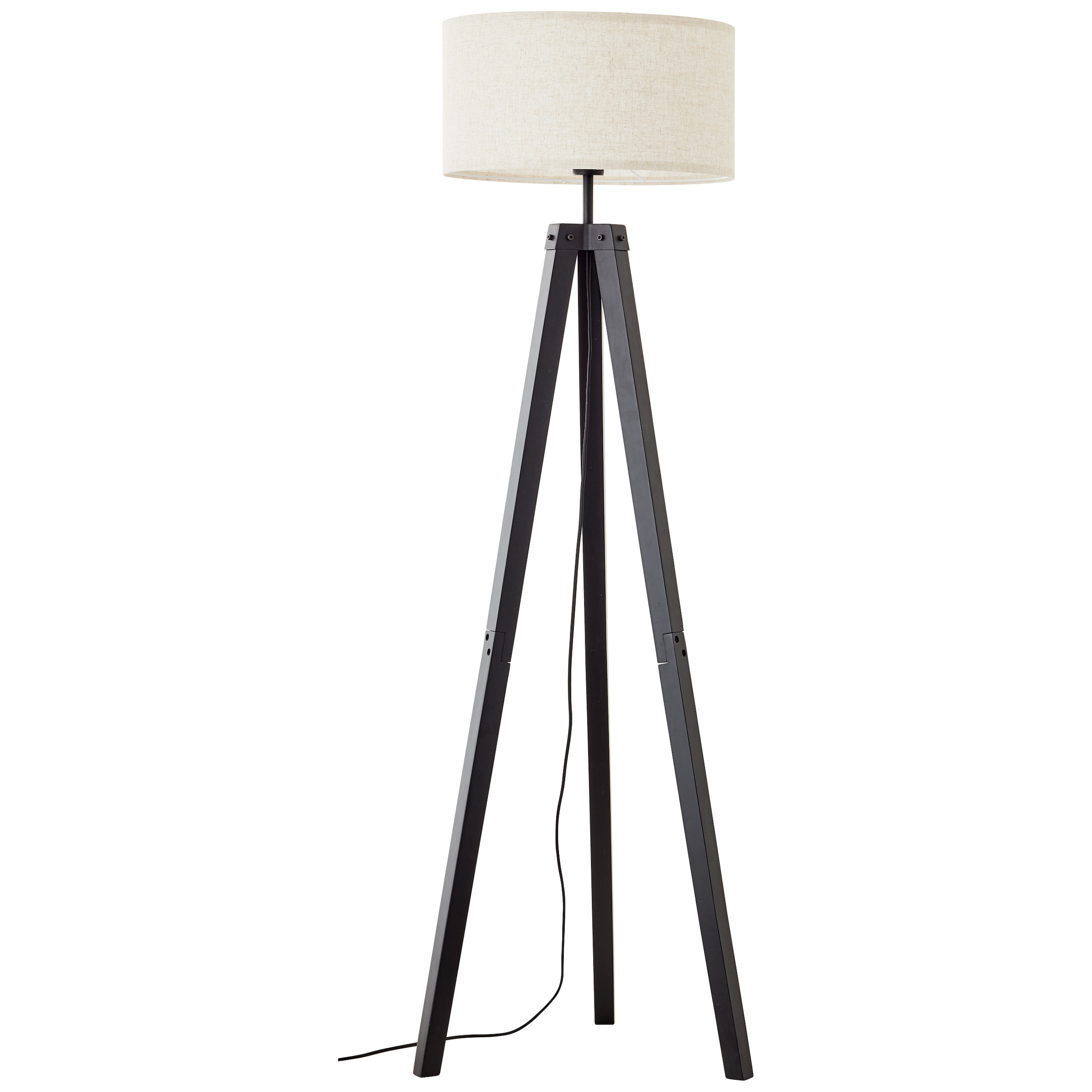 Brilliant Stehlampe »Holbrook«, 1 flammig, Leuchtmittel E27 | ohne Leuchtmittel, 148 x 51 cm, Dreibein, 1 x E27, Holz/Textil, schwarz/beige