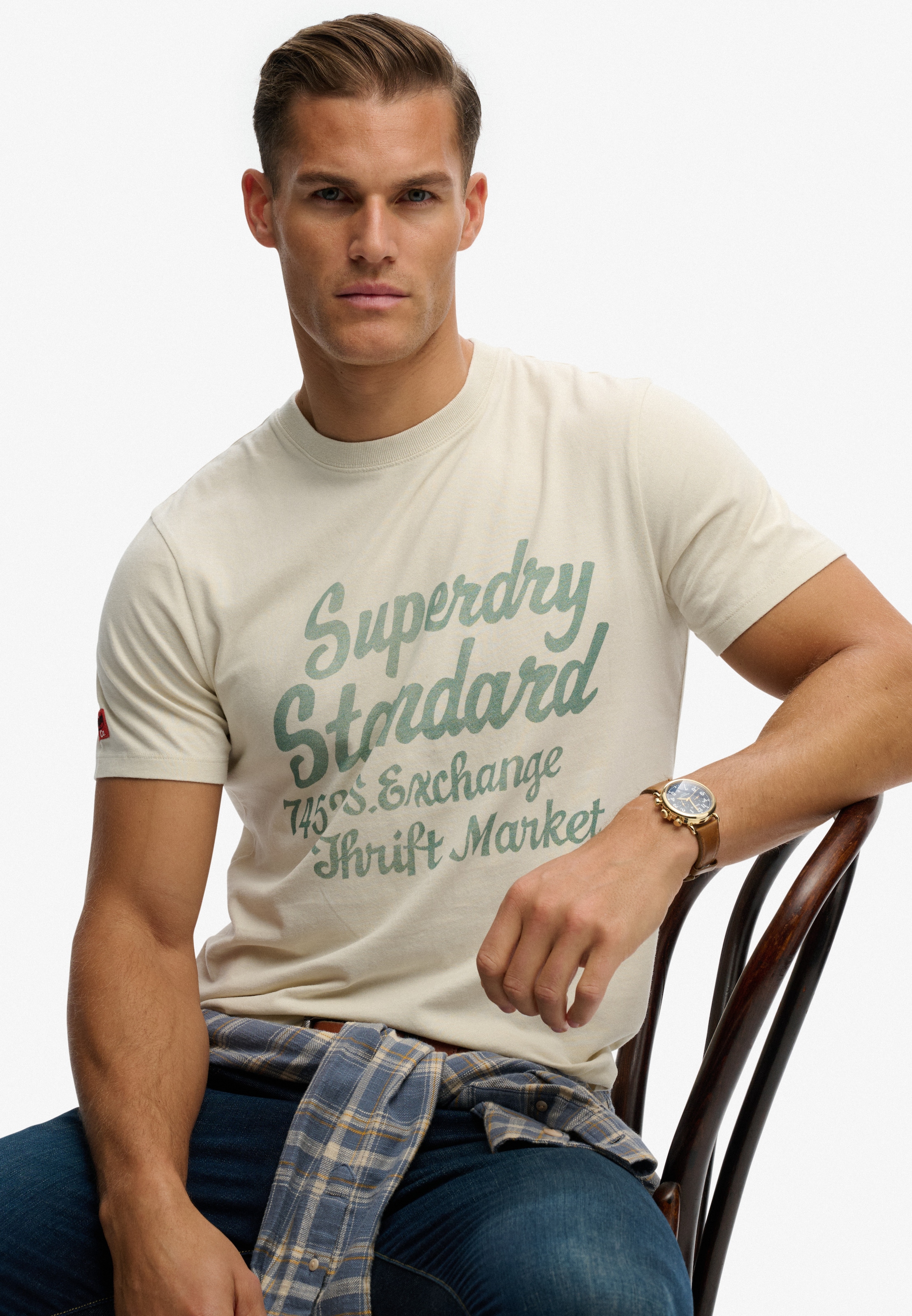 Superdry Rundhalsshirt »Industry Worker Relaxed Tee« aus Baumwolle und Single Jersey, Regular Fit, mit Druck, Kurzarm