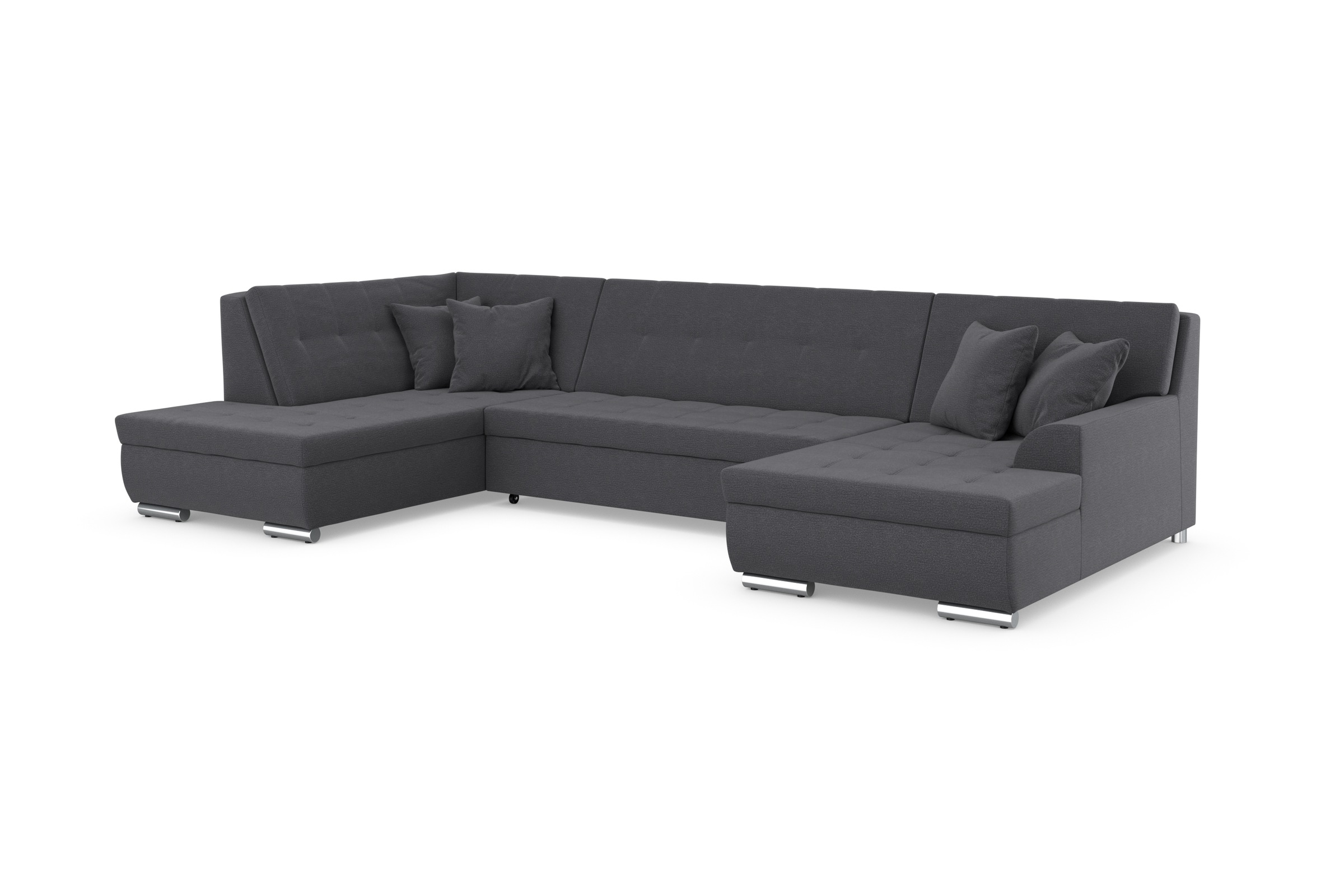 DOMO collection Wohnlandschaft »Treviso incl. Zierkissen, moderne Steppung, XXL: B/T/H: 364/201/83 cm«, wahlweise mit Bettfunktion, in vielen Bezugsarten auch in Cord U-Form