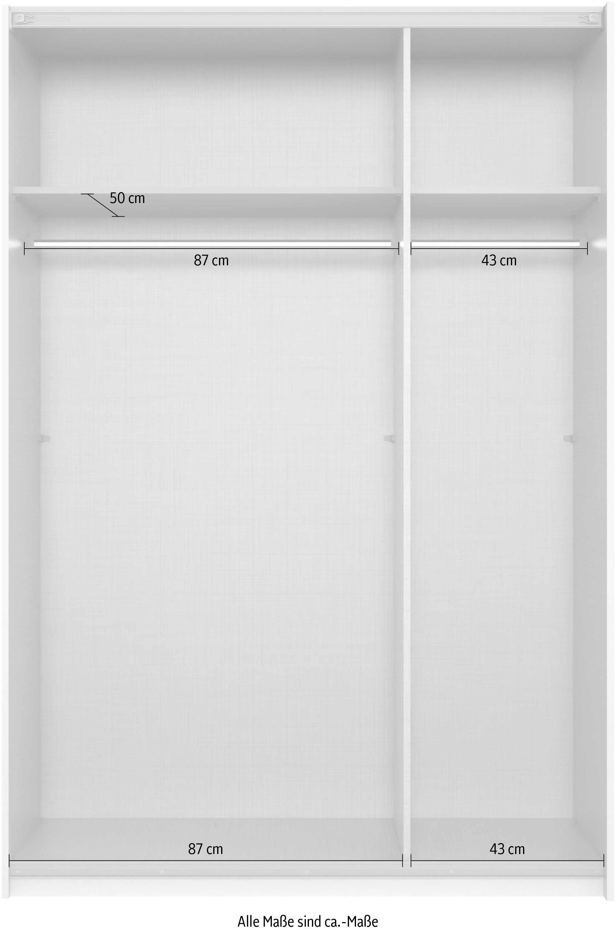 Wimex Kleiderschrank »Mugano, B/T/H 135 oder 180/65/198cm, Made in Germany«, (wähle Deine Ausstattung: Basic oder Premium!), 2 Schwebetüren mit oder ohne Spiegel, Metallgriffe
