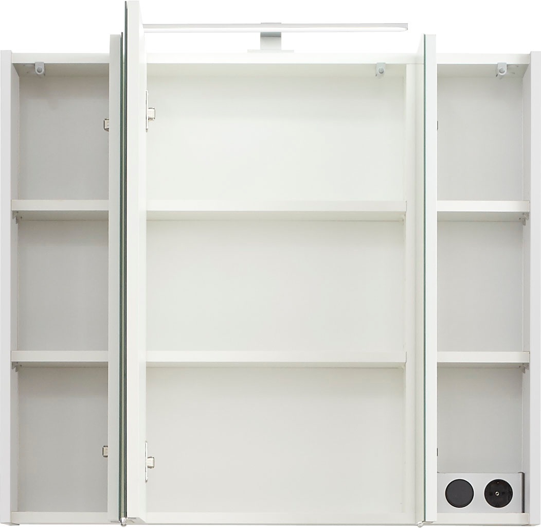Saphir Badmöbel-Set »Quickset 4-teilig, Keramik-Waschtisch und LED-Spiegelschrank«, (6 St.), Unterschrank, Hängeschrank, inkl. Türdämpfer, 5 Türen, 2 Schubladen