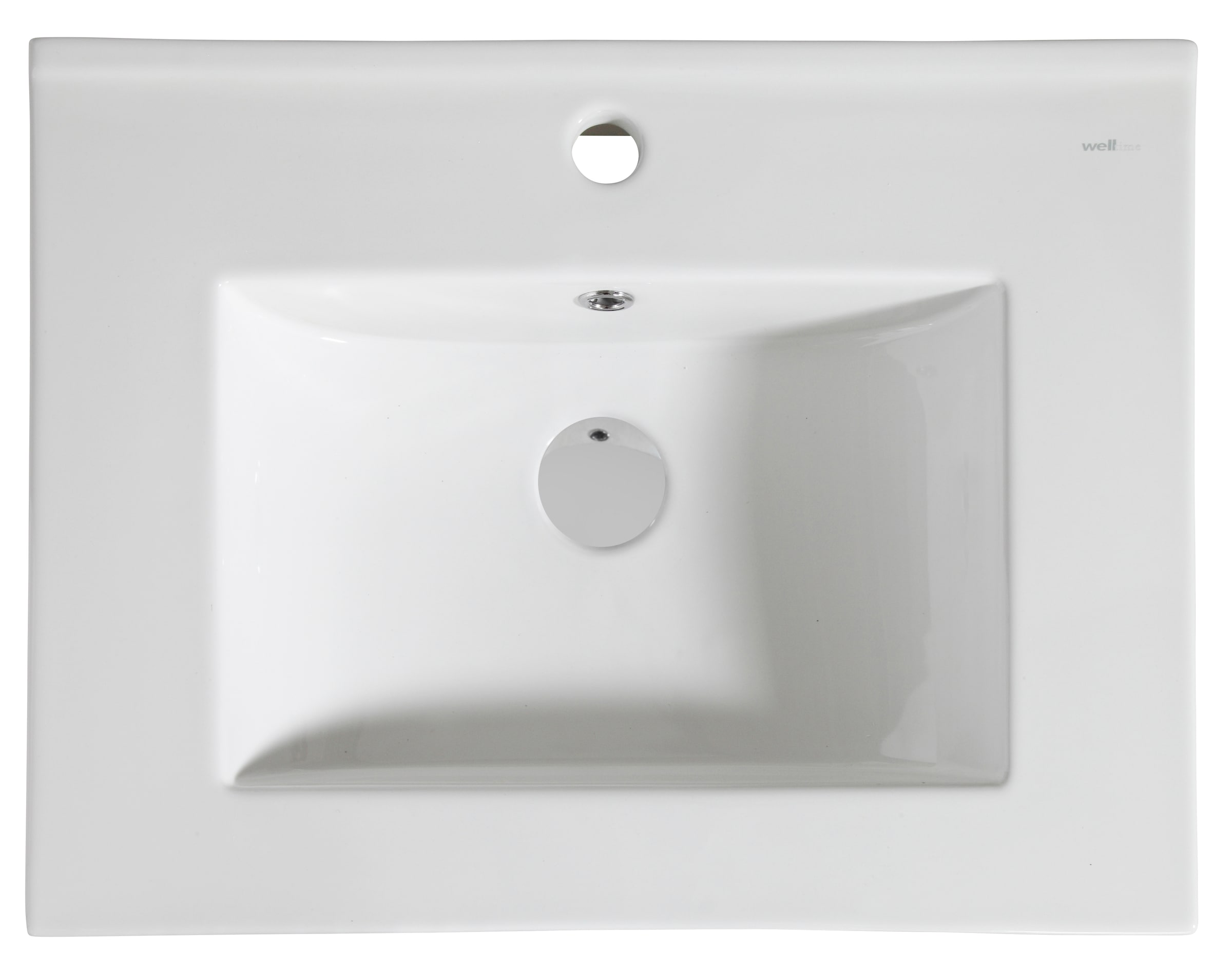 welltime Waschtisch »Trento Light mit Keramik-Auflagebecken«, 1 feste Blende und 1 Auszug, Breite: 61cm, Anthrazit Matt