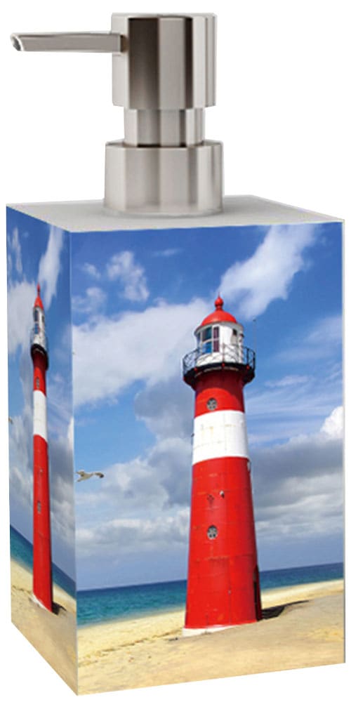 Sanilo Badaccessoire-Set »Leuchtturm« WC-Sitz, Badteppich, Stöpsel, Seifenspender und WC-Bürste