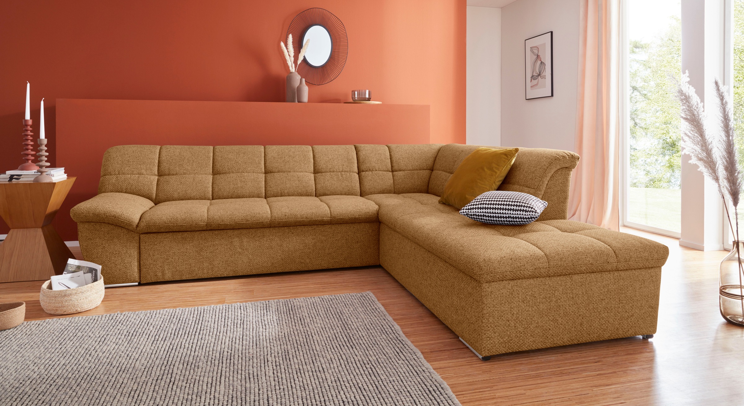 DOMO collection Ecksofa »Lagoa, moderne Sitzheftung, bequem und komfortabel günstig online kaufen