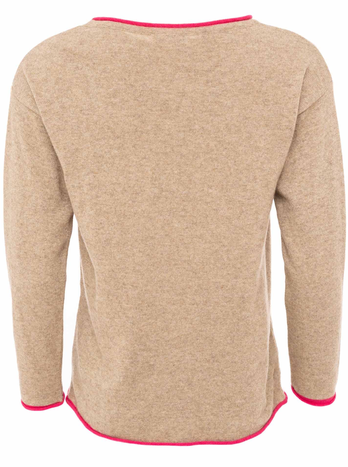 Zwillingsherz Rundhalspullover »"Happy Face"« Stickerei, aufgerollte kontrastfarbige Bündchen