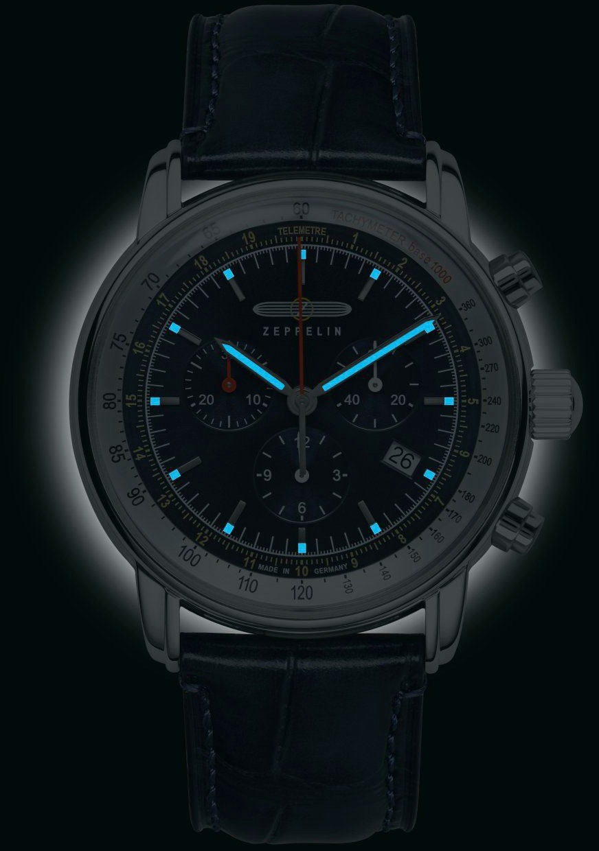 ZEPPELIN Chronograph »LZ 14 Marine« Armbanduhr, Quarzuhr, Herrenuhr, Datum, Stoppfunktion, Made in Germany
