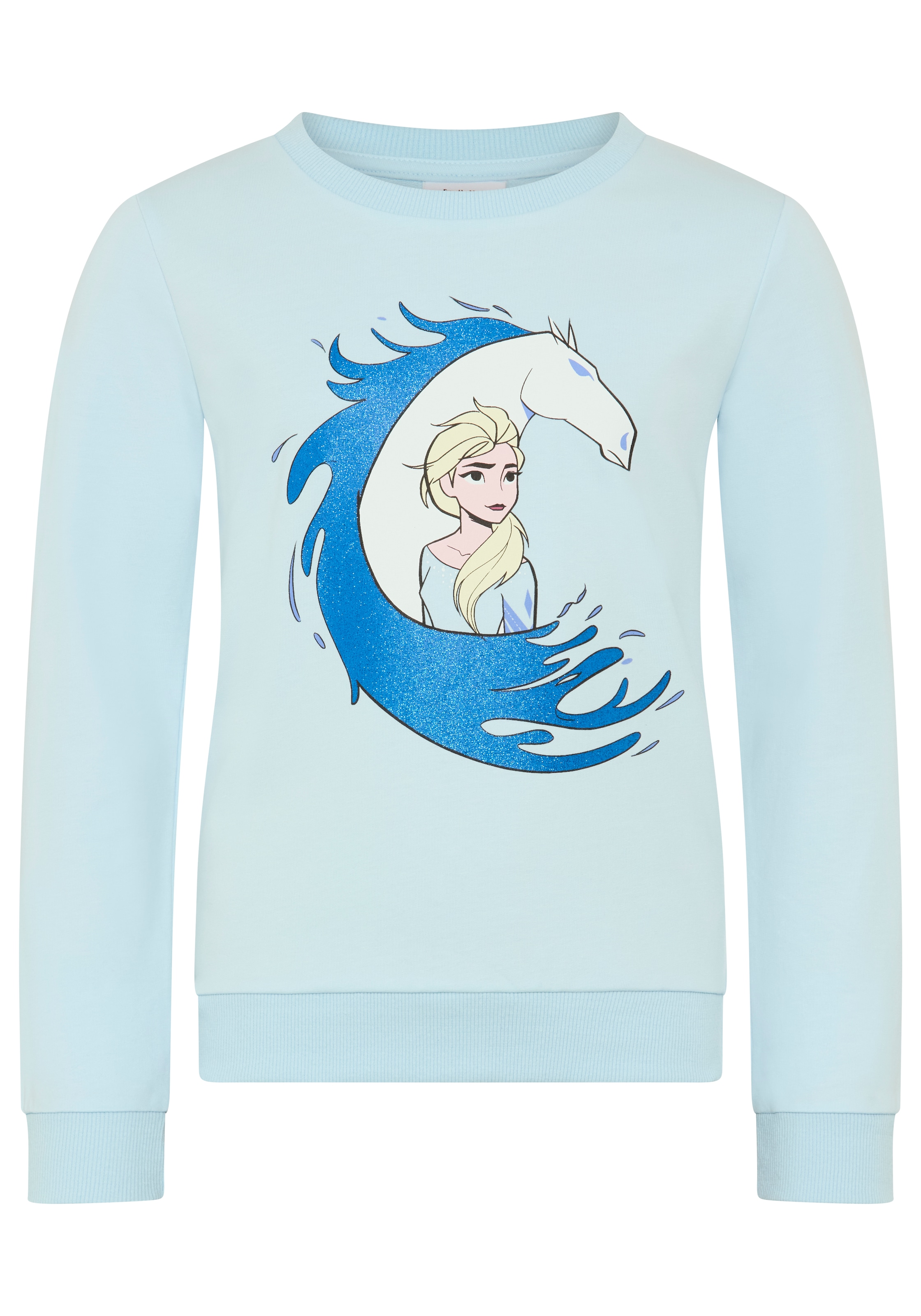 KIDSWORLD Sweatshirt »FROZEN Glitzerdruck Sweatshirt, Disney«, mit Rundhalsausschnitt, Langarm, hüftlange Basic-Passform
