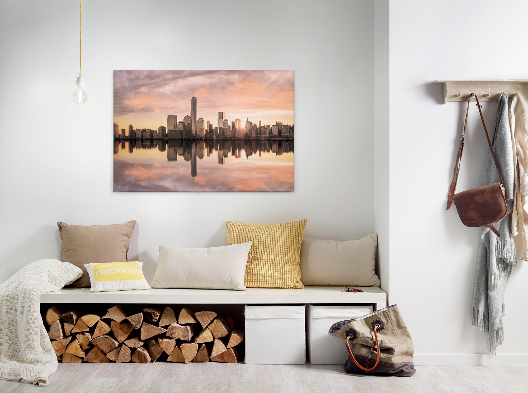 Bricoflor Sonnenuntergang Leinwand Mit Skyline Von New York Modernes Schlaf günstig online kaufen