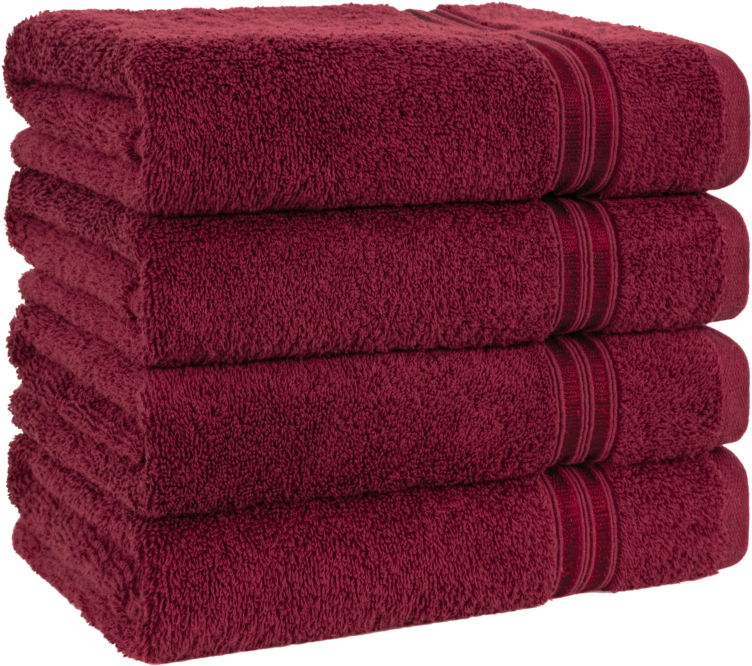 HAMMETEX Handtuch Set »4er Set Handtücher 50x100 cm, 100% Baumwolle, Weich & Saugstark« mit Bordüre, einfarbig, weich