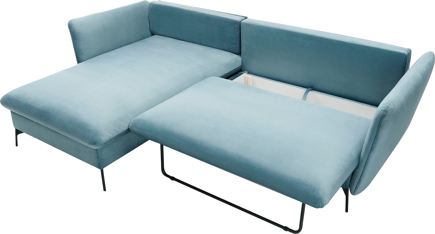 andas Ecksofa »LIVORNO,258 cm, L-Form,«, Schlaffunktion u. Bettkasten (139/224cm), Samt, Struktur, Webstoff