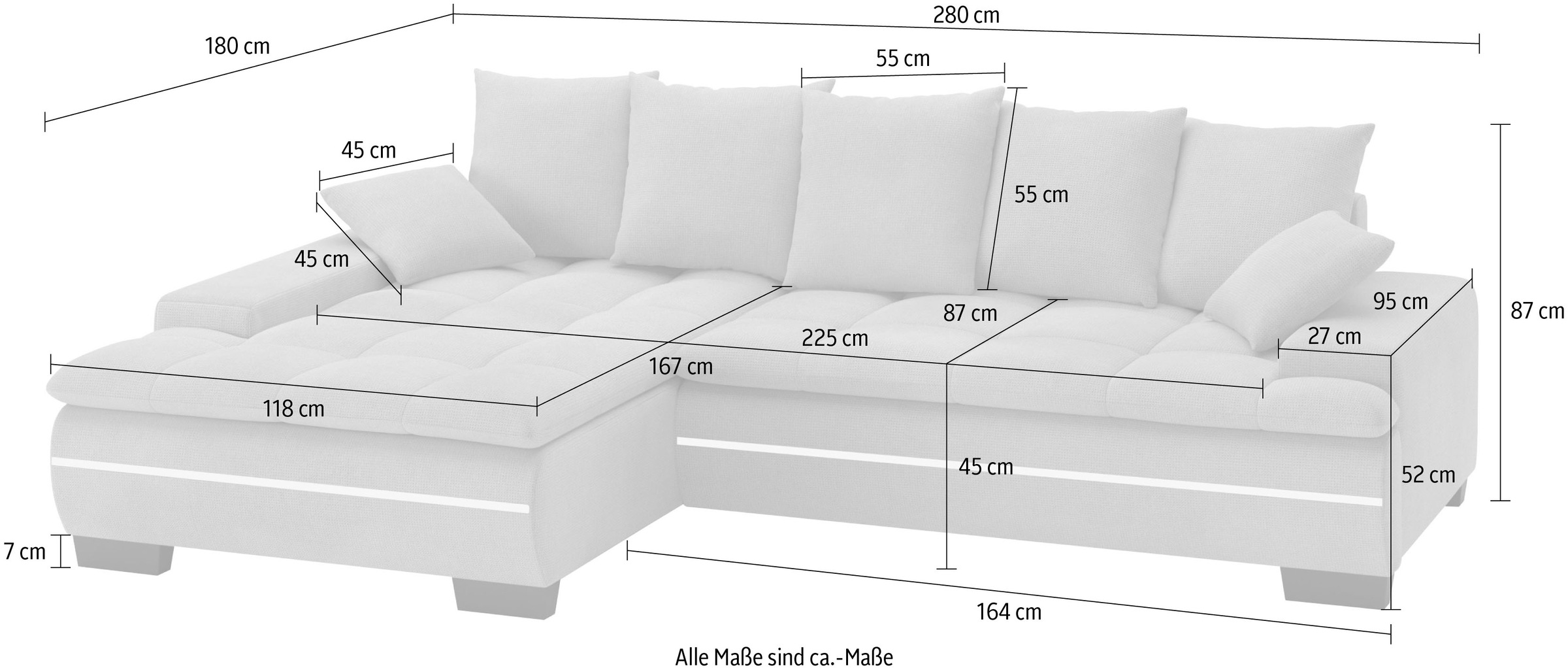Mr. Couch Ecksofa »Haiti II, L-Form«, RGB-LED Beleuchtung, wahlweise mit Kaltschaum, Bett, Bettkasten