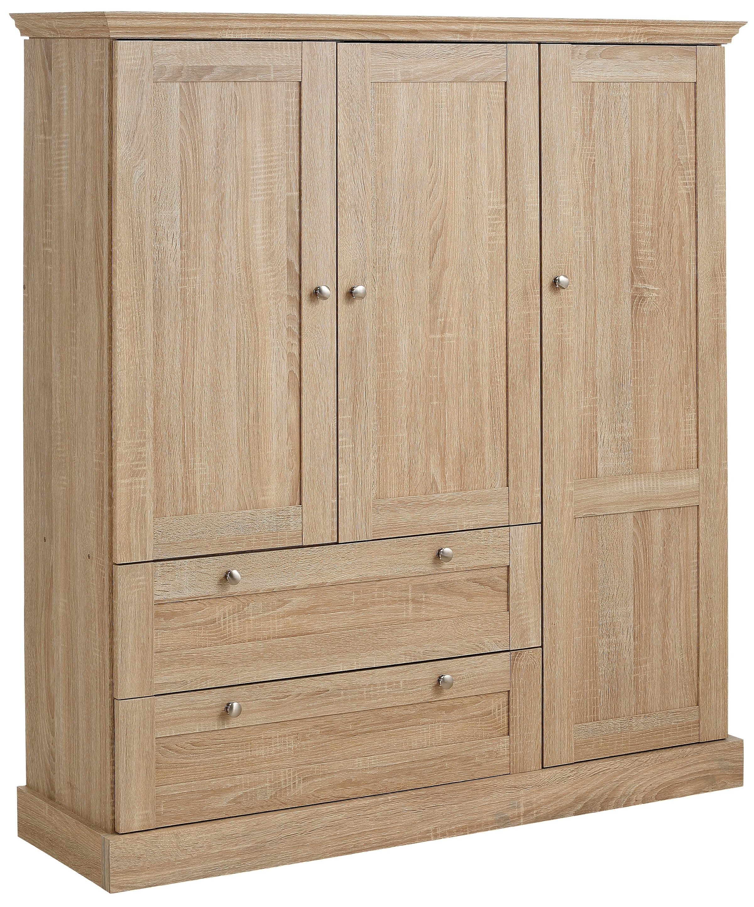 Home affaire Drehtürenschrank »Binz, Wäscheschrank, Mehrzweckschrank, skandinavischer Landhausstil«, (B/H/T ca. 122/130/35 cm), viele Stauraummöglichkeiten, Metallgriffe, Türen mit Rahmen/ Kassetten