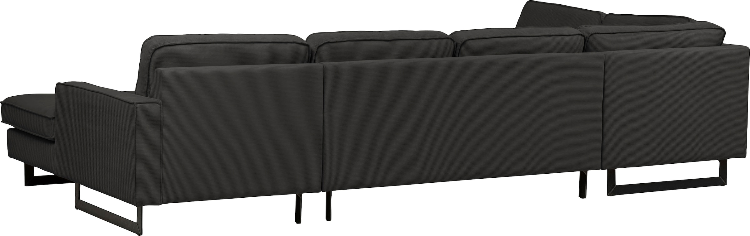 Places of Style Wohnlandschaft »Pinto, 350 cm, U-Form, XXL, mit Ottomanen«, Cord, Chenille, Lederoptik, mit Keder, Metallfüße, Wellenunterfederung