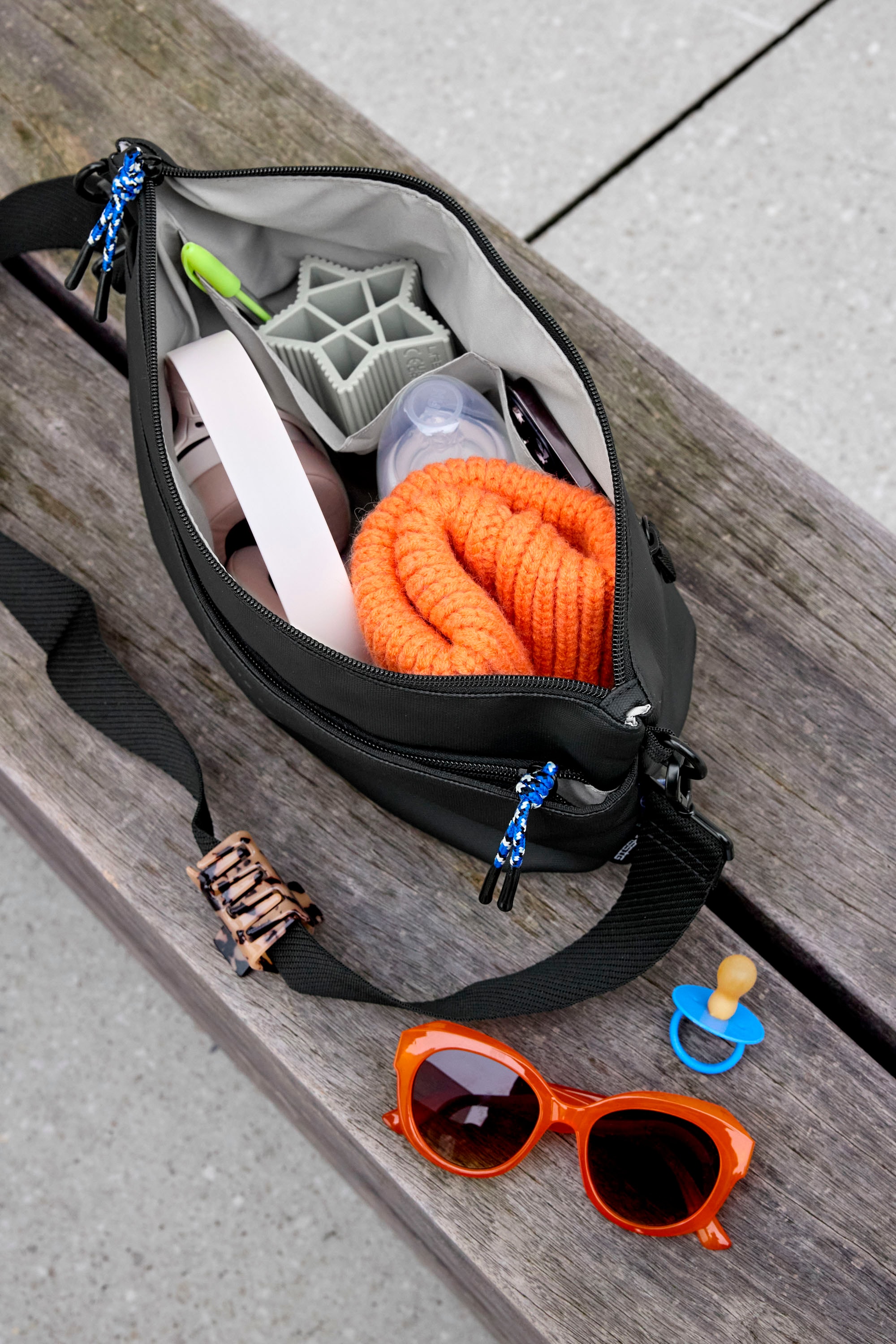 LÄSSIG Kinderwagen-Tasche »Green Label, Buggy Bum Bag, black«, mit Kinderwagenbefestigung