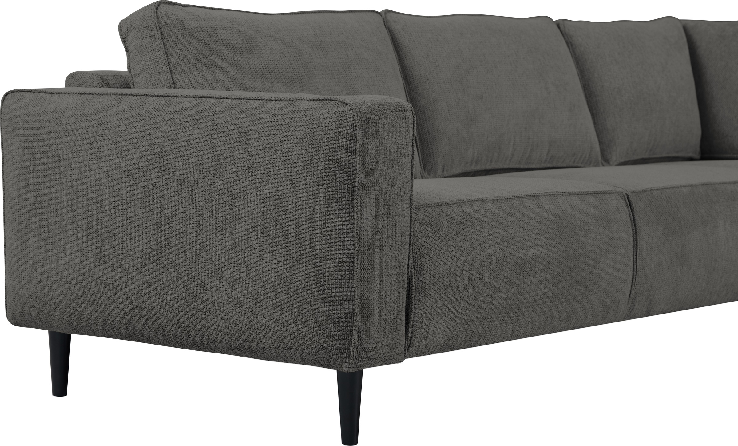 Places of Style Ecksofa »Fumone, Lederoptik oder Soft-Touch Chenille«, Breite 260, mit schwarzen Massivholzfüßen