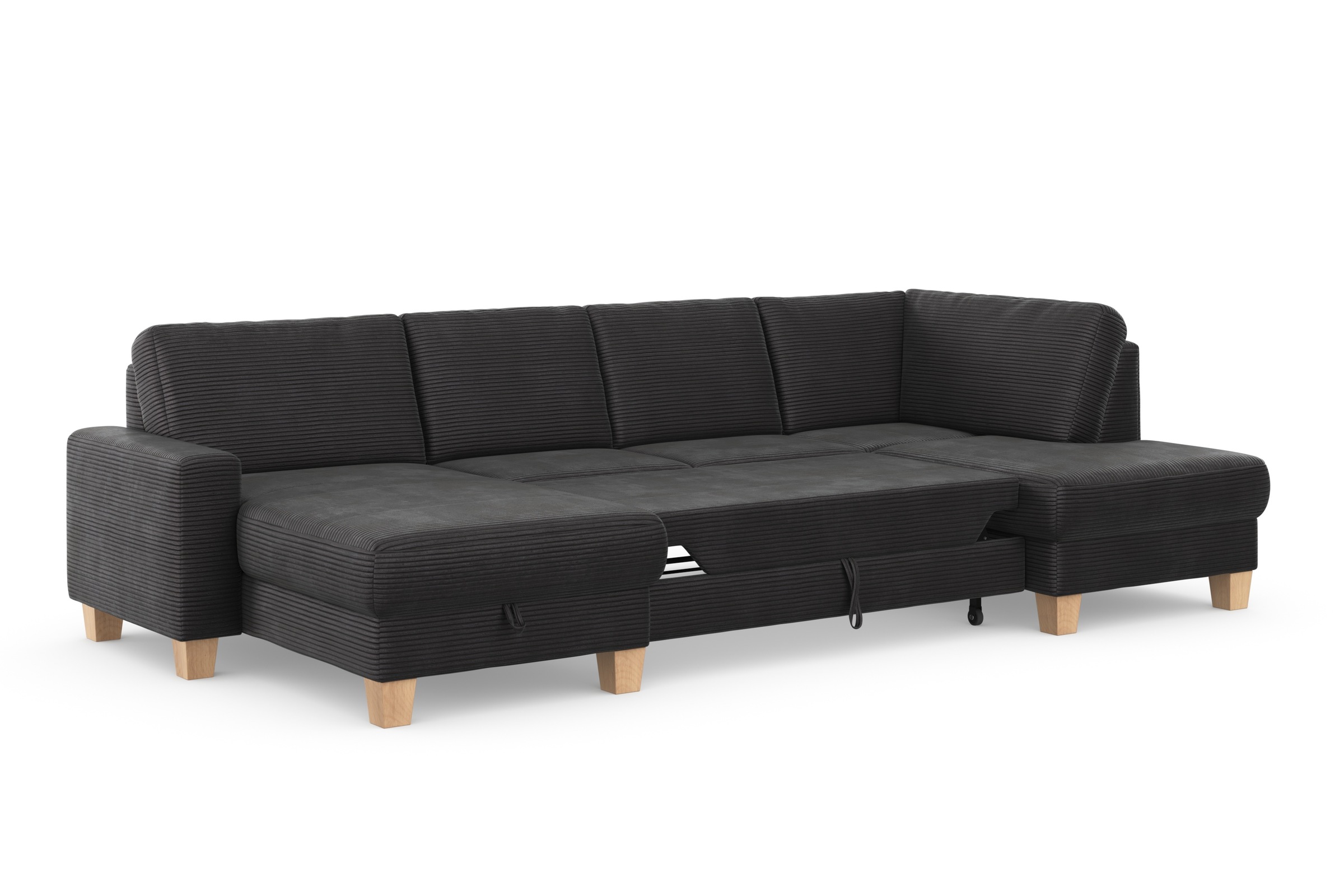 Home affaire Wohnlandschaft »Summer U-Form«, mit oder ohne Bettfunktion und Bettkasten, Cord-Bezug