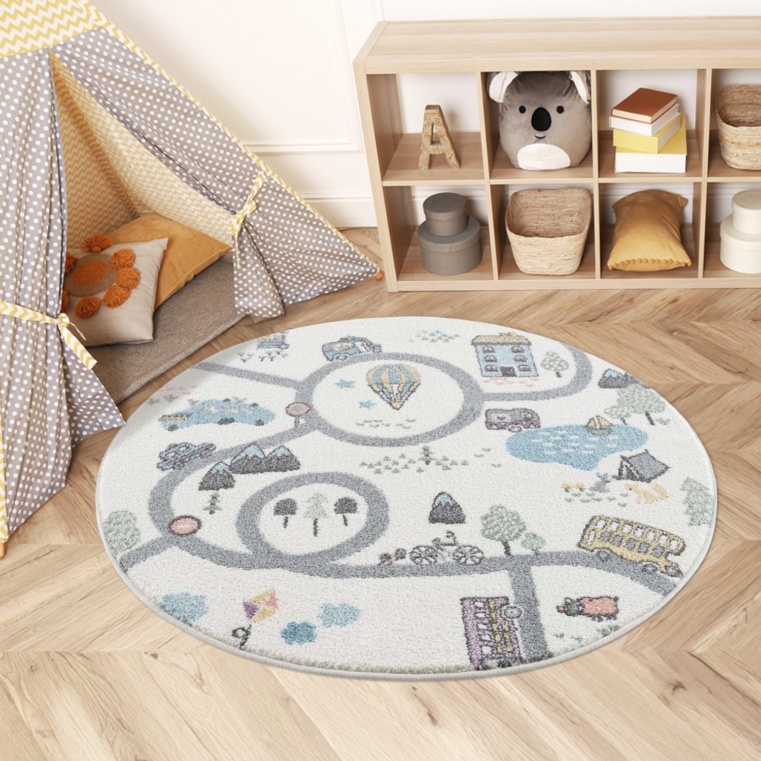 Carpet City Kinderteppich »Anime9376«, rund, 11 mm Höhe, Straßen-Spiel-Tepp günstig online kaufen