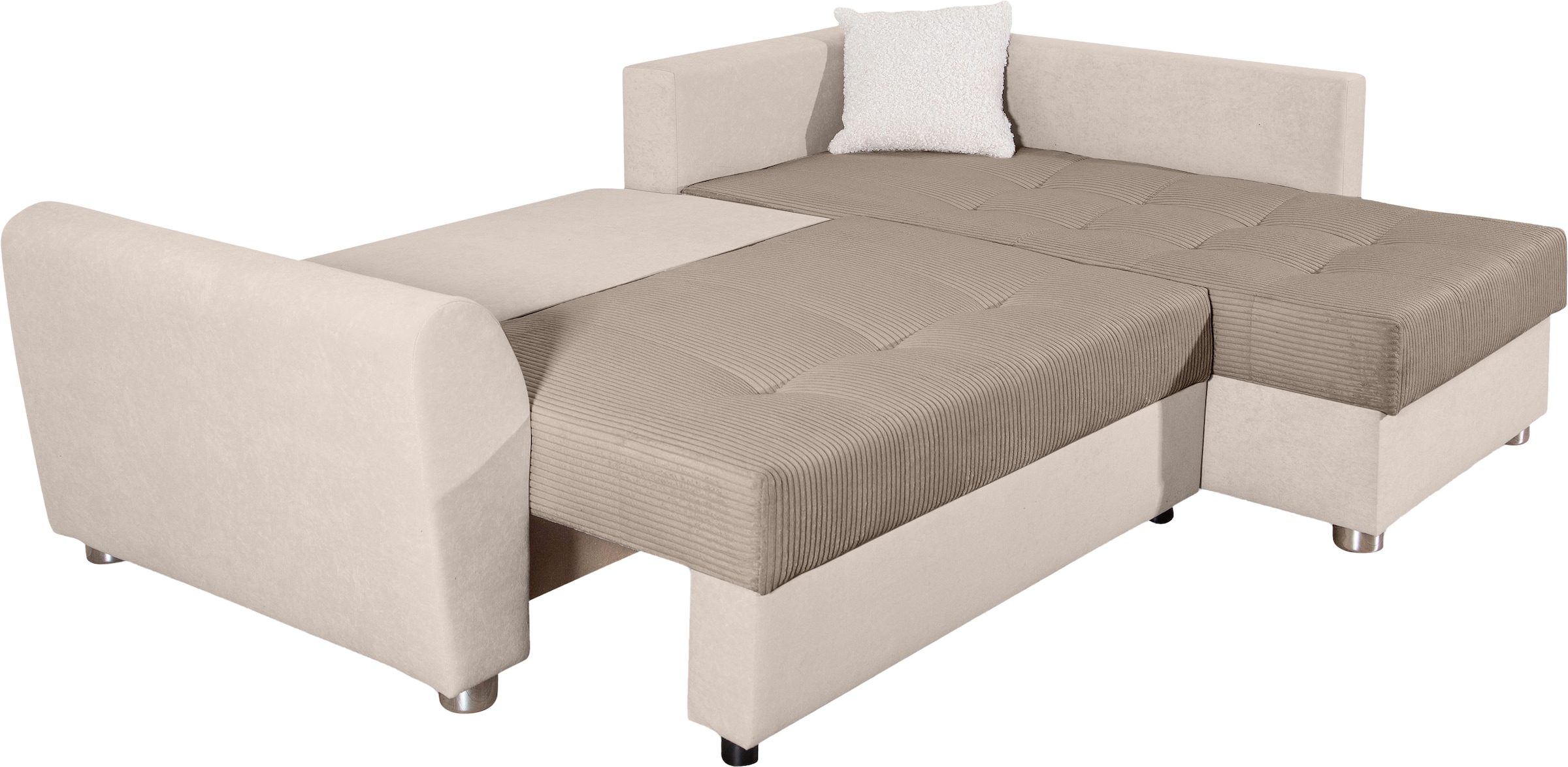 COLLECTION AB Ecksofa »JANA«, Ecksofa,Bettfunktion,Bettkasten,Bonnelfederkern,Rückenkissen