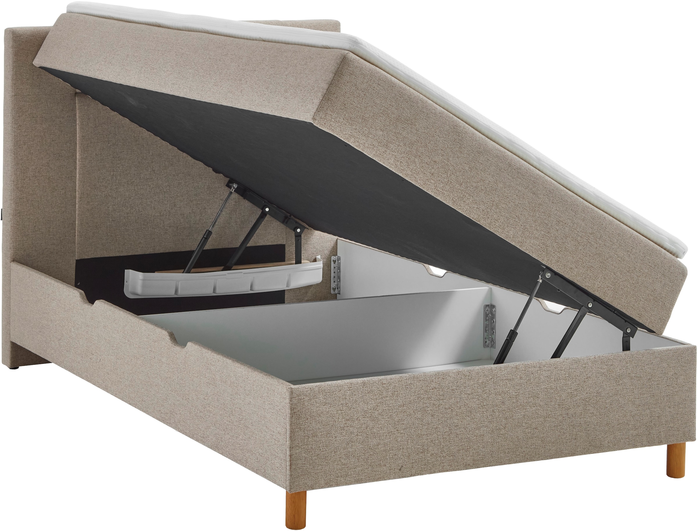 INOSIGN Boxbett »Escalon II, mit Bettkasten, inkl. Topper, mit Holzfüßen«, erhältlich in den Breiten 120x200cm und 180x200cm