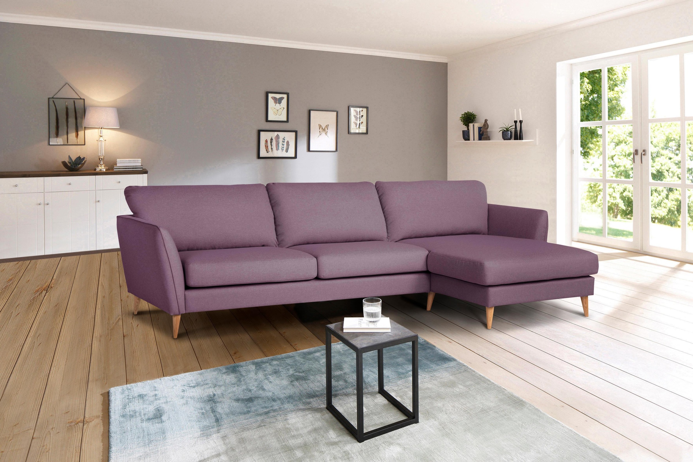 Home affaire Ecksofa »Meersburg, L-Form,«, mit Holzfüßen günstig online kaufen