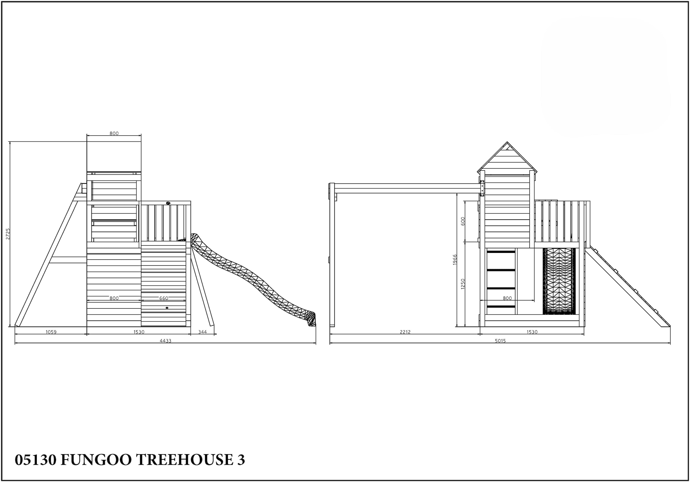 FUNGOO Spielturm »Treehouse« mit Spielhaus, Rutsche, Doppelschaukel, Kletterwand