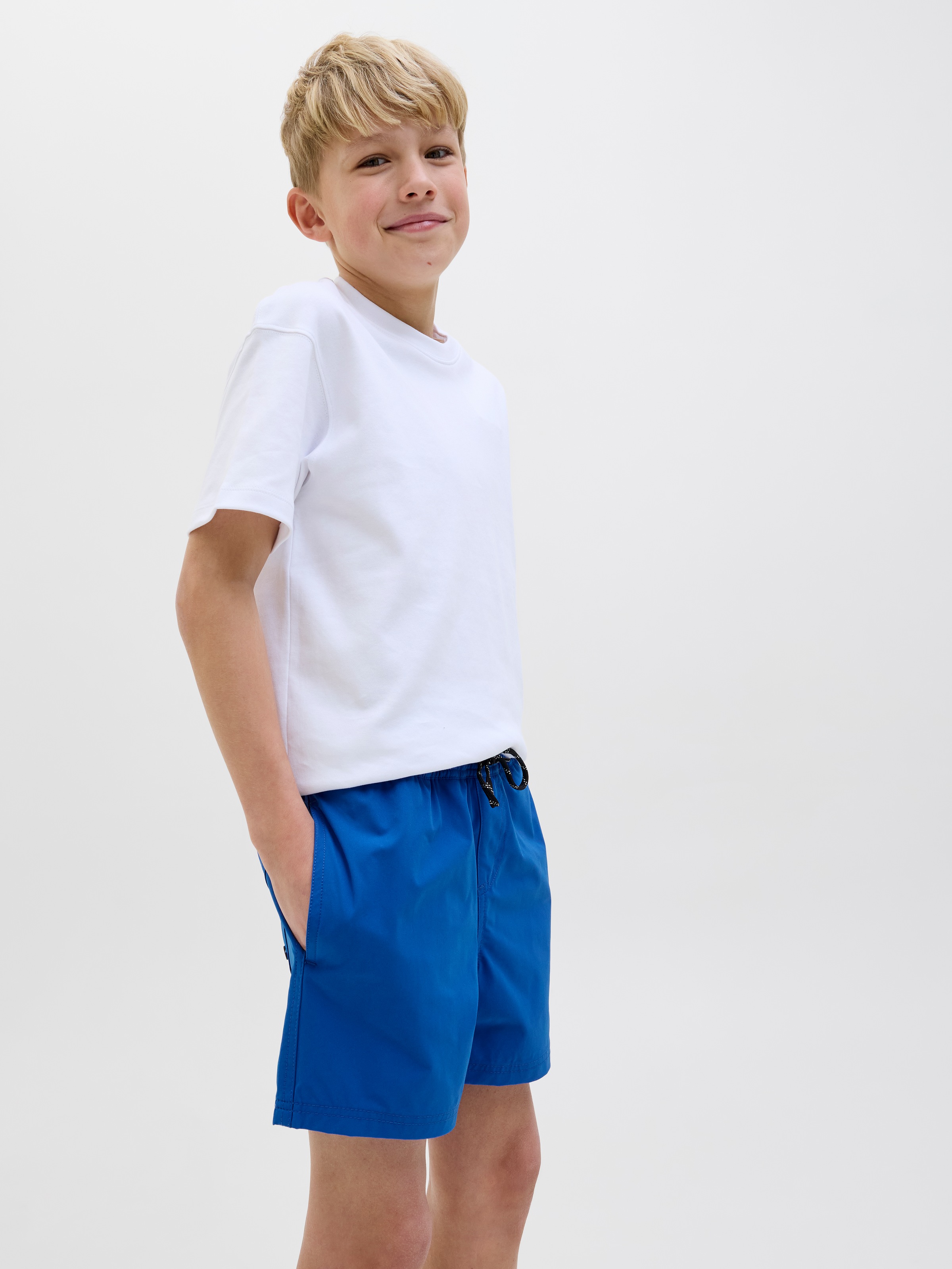 Jack & Jones Junior Badeshorts »JPSTMAUI mit Double Layer Optik und Kordelzug« unifarben, modisch, regular fit, Web