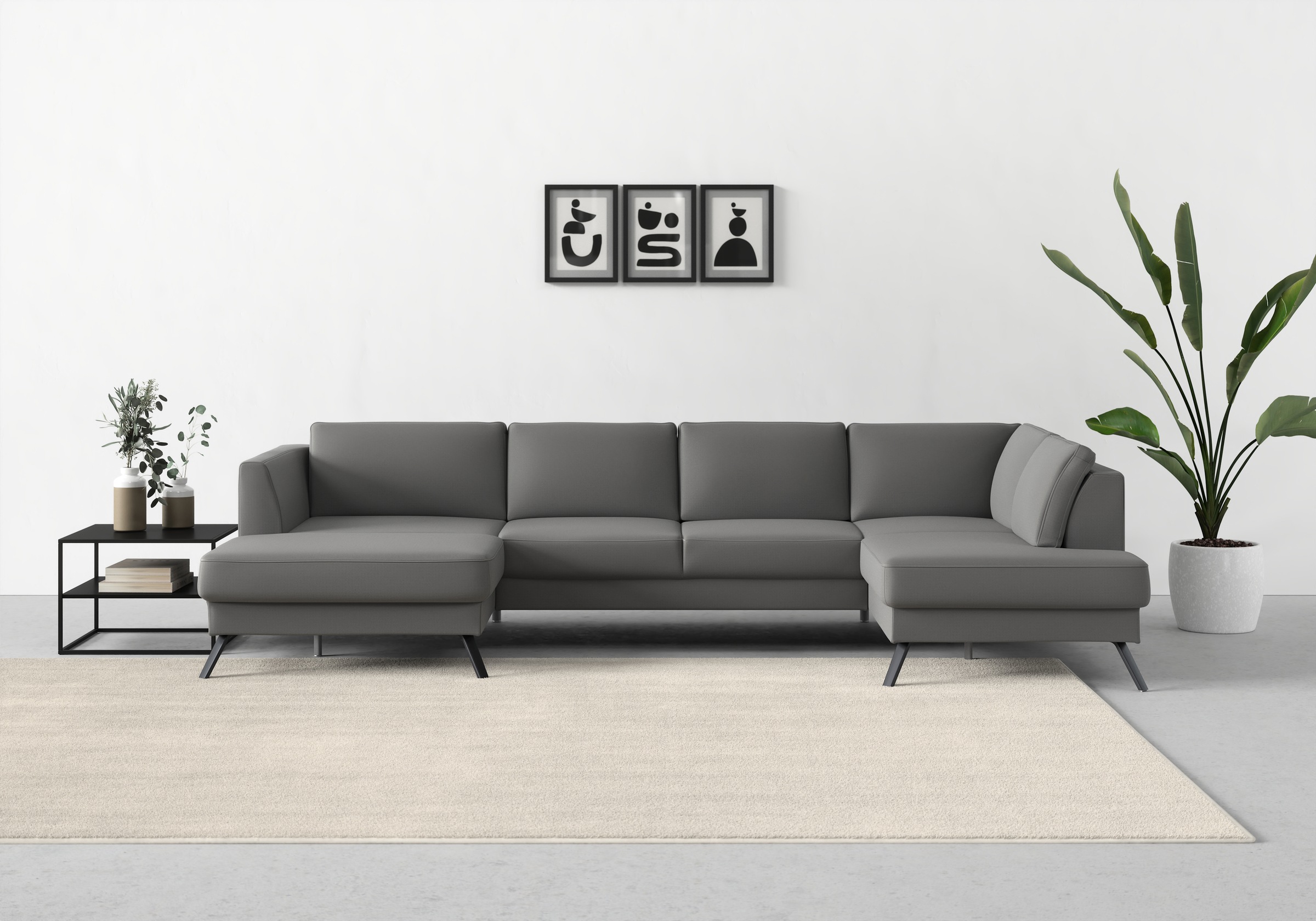 sit&more Wohnlandschaft »Lindholm U-Form«, mit Sitztiefenverstellung und Federkern