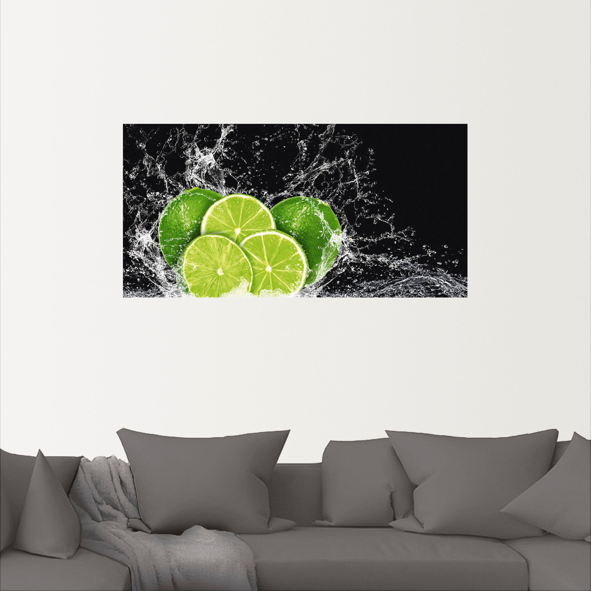 Artland Wandbild »Limone mit Spritzwasser«, Obst Bilder, (1 St.), als Leinwandbild, Poster, Wandaufkleber in verschied. Größen