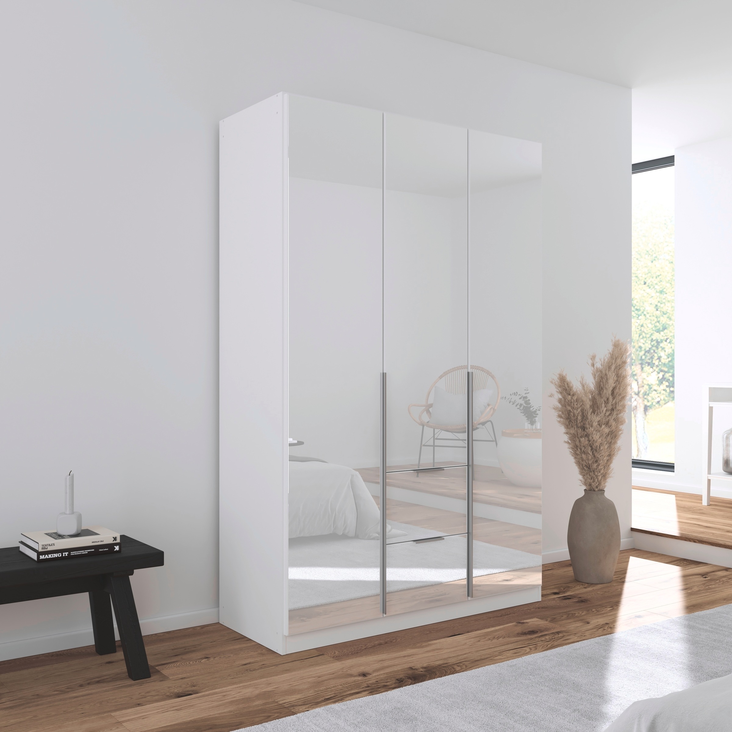 rauch Drehtürenschrank »Kleiderschrank Kleiderschränke Schrank Garderobe AGORDO mit Glasfront«, (in zwei Griff-Farben, Breiten 91-360 cm), mit Außenschubkästen, in 7 Breiten und 2 Höhen MADE IN GERMANY