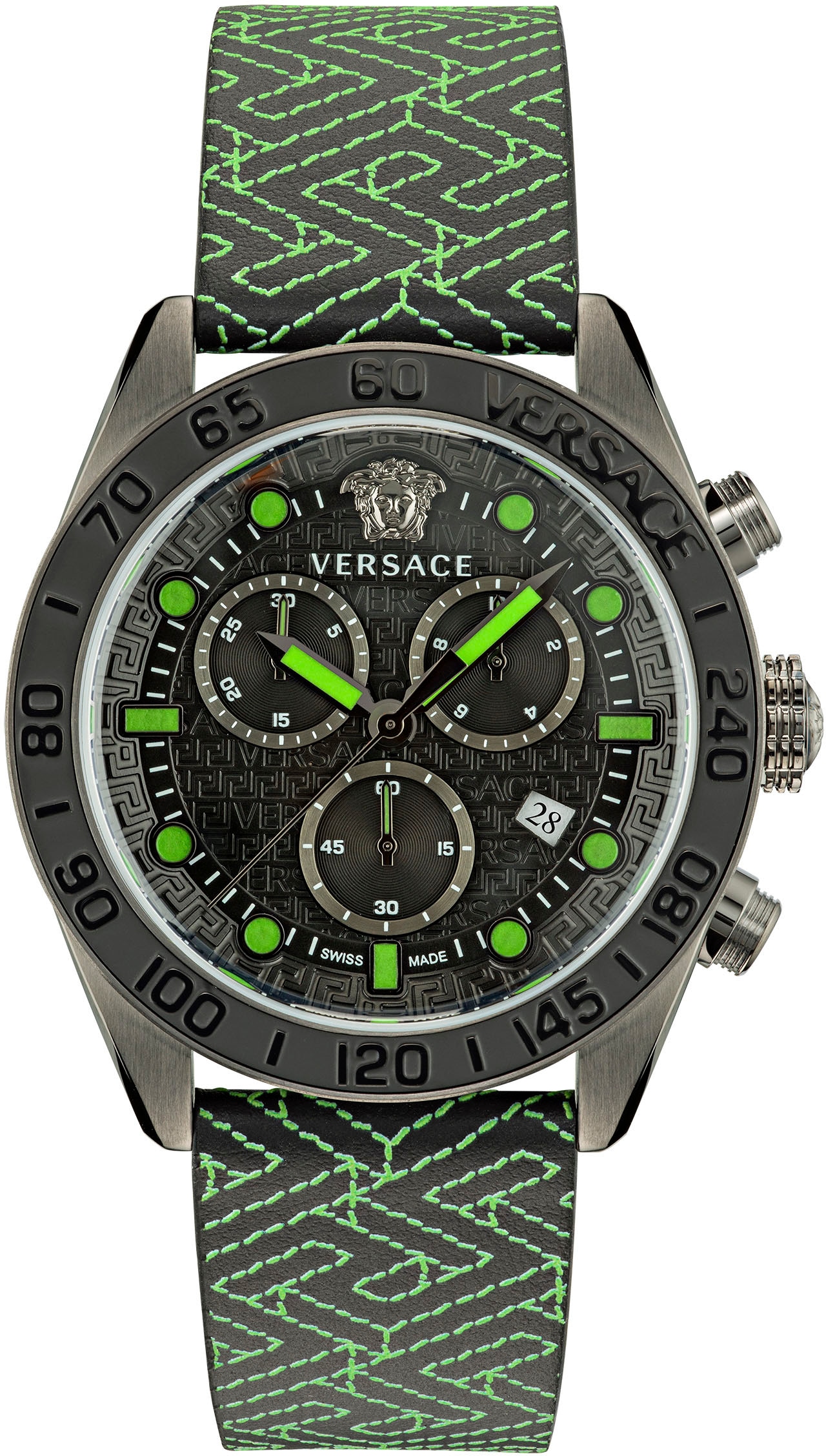 Versace Chronograph »GRECA DOME CHRONO«, Quarzuhr, Armbanduhr, Herrenuhr, Saphirglas, Stoppfunktion, Swiss Made