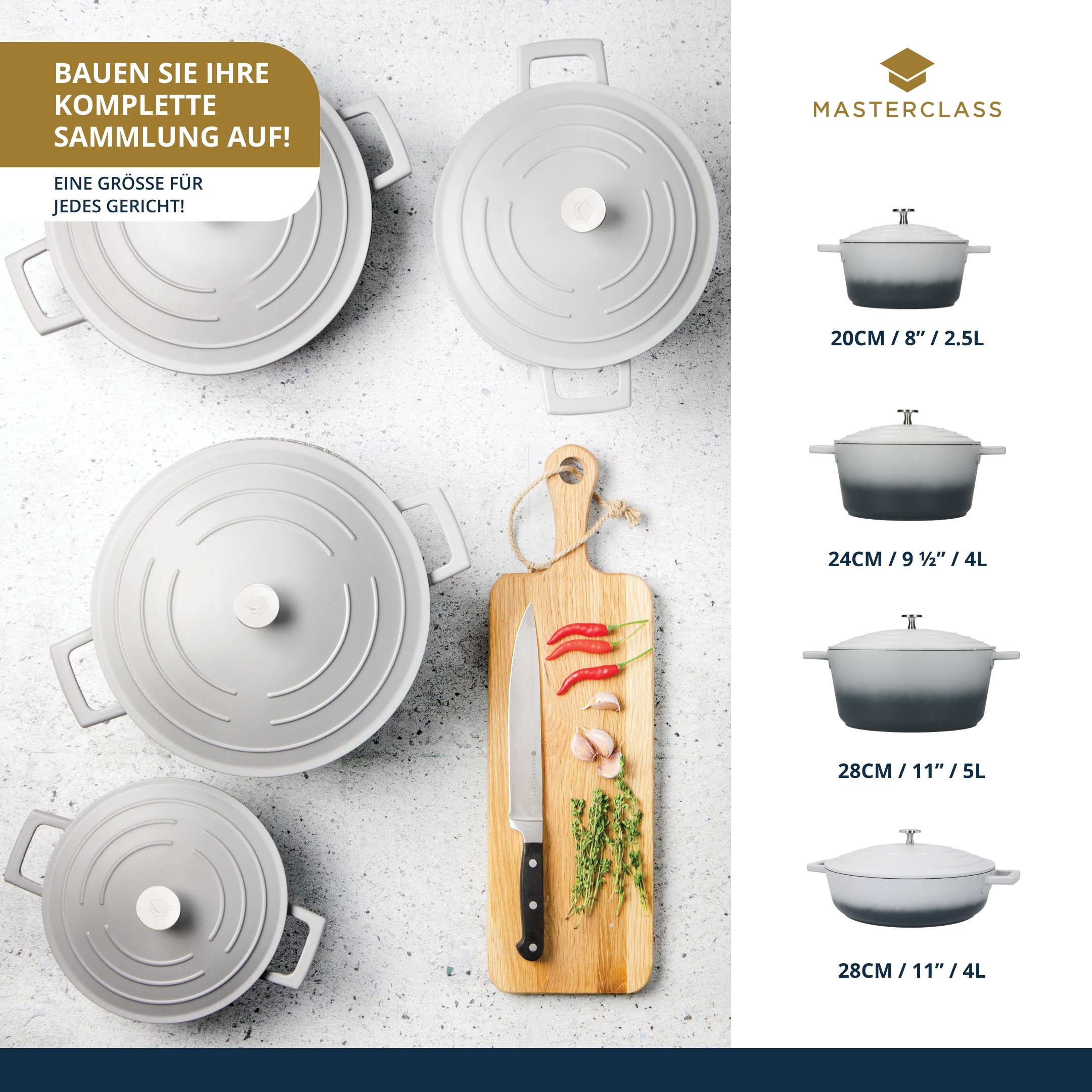 Master Class Kasserolle »MasterClass«, Aluminiumguss, 5 Liter, rund, ultraleicht, kratzfeste Antihaftbeschichtung, Induktion