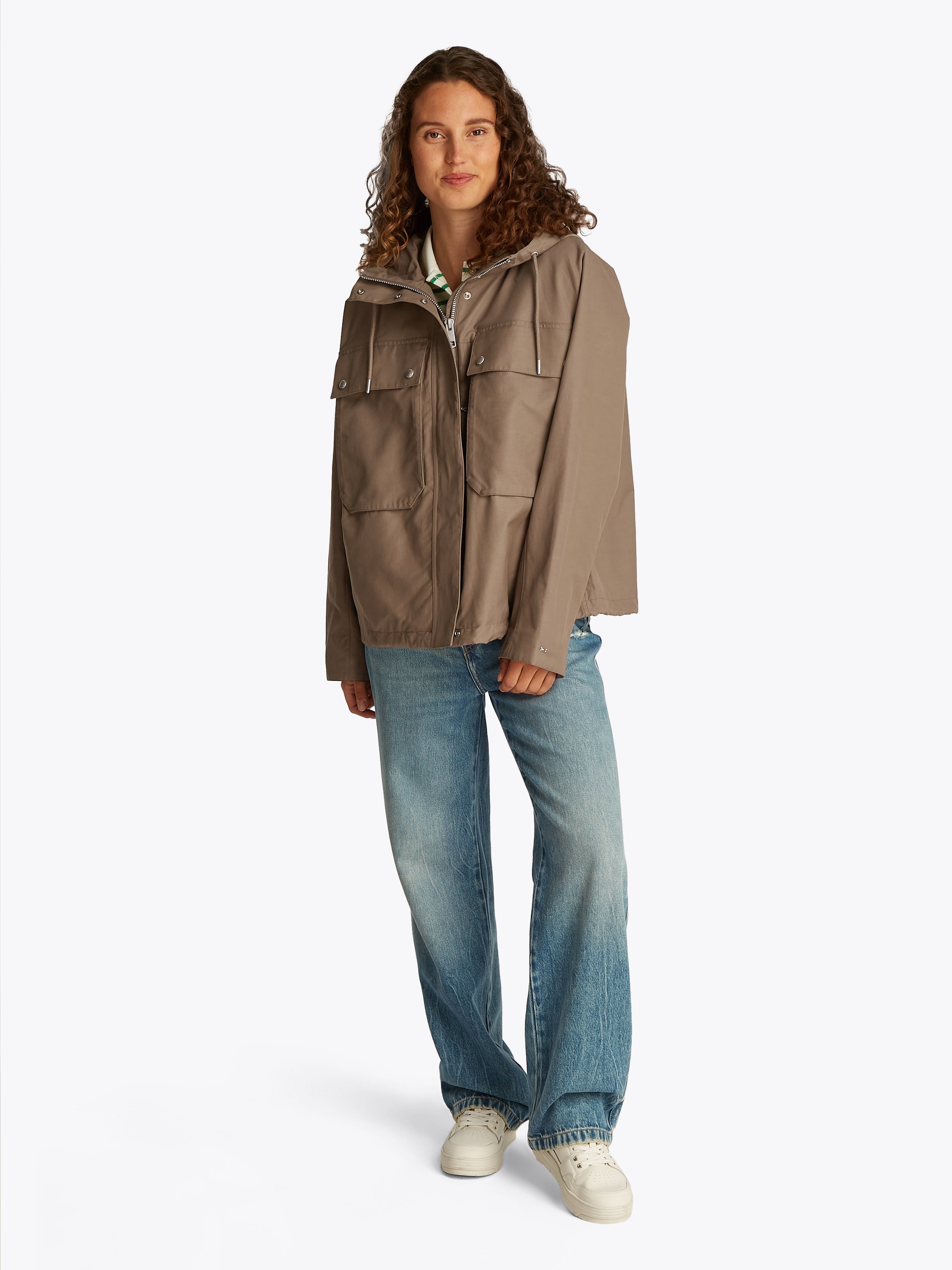 Tommy Hilfiger Parka »COTTON NYLON SHORT PARKA«, mit Kapuze, im lässigen Look