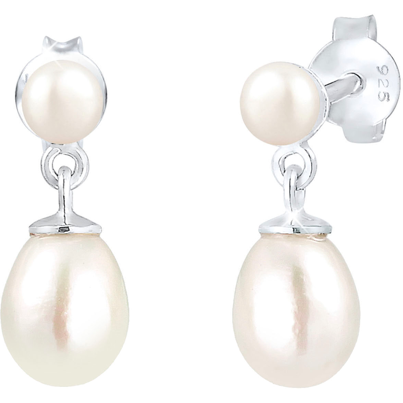 ELLI Paar Ohrstecker »Schmuck Geschenk Silber 925 Ohrringe« mit Süßwasserzuchtperle silberfarben 8 mm Elegante Ohrringe