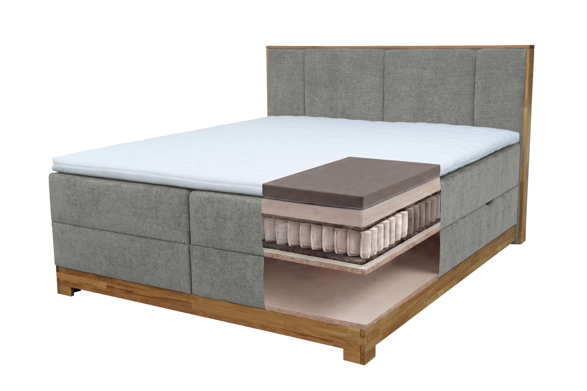 OTTO home Boxbett »Fennor, Doppelbett, Polsterbett, Federkernbett, Komforbett, 160/180 cm« Boxbett: 5-Z-Taschenfederkern im Unterbau, Härtegrad 3, inkl. Topper
